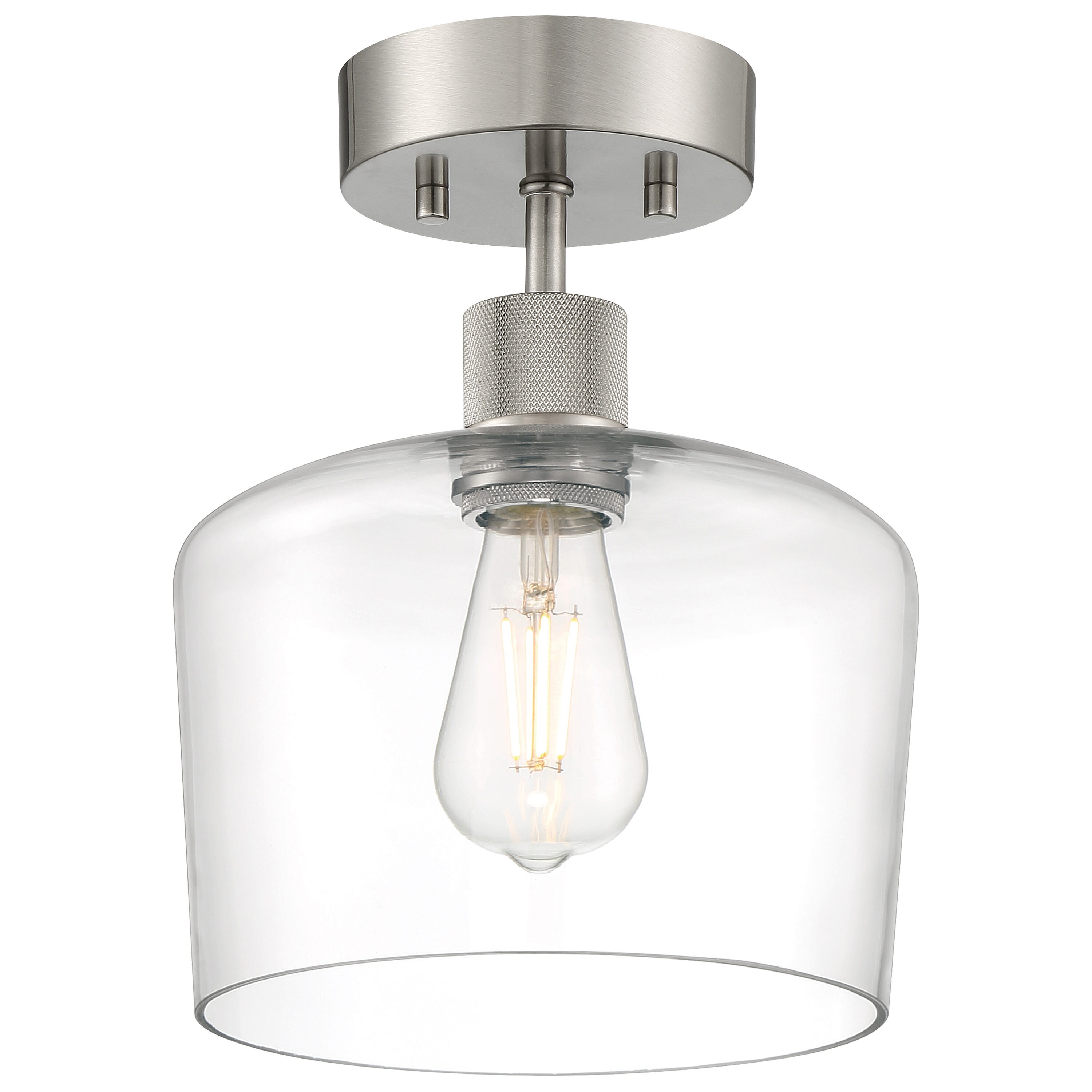 Access Lighting 63147LEDDLP-BS/CLR Port Nine 1-Light Brushed Steel Indoor/Outdoor LED Semi-Flush mount light