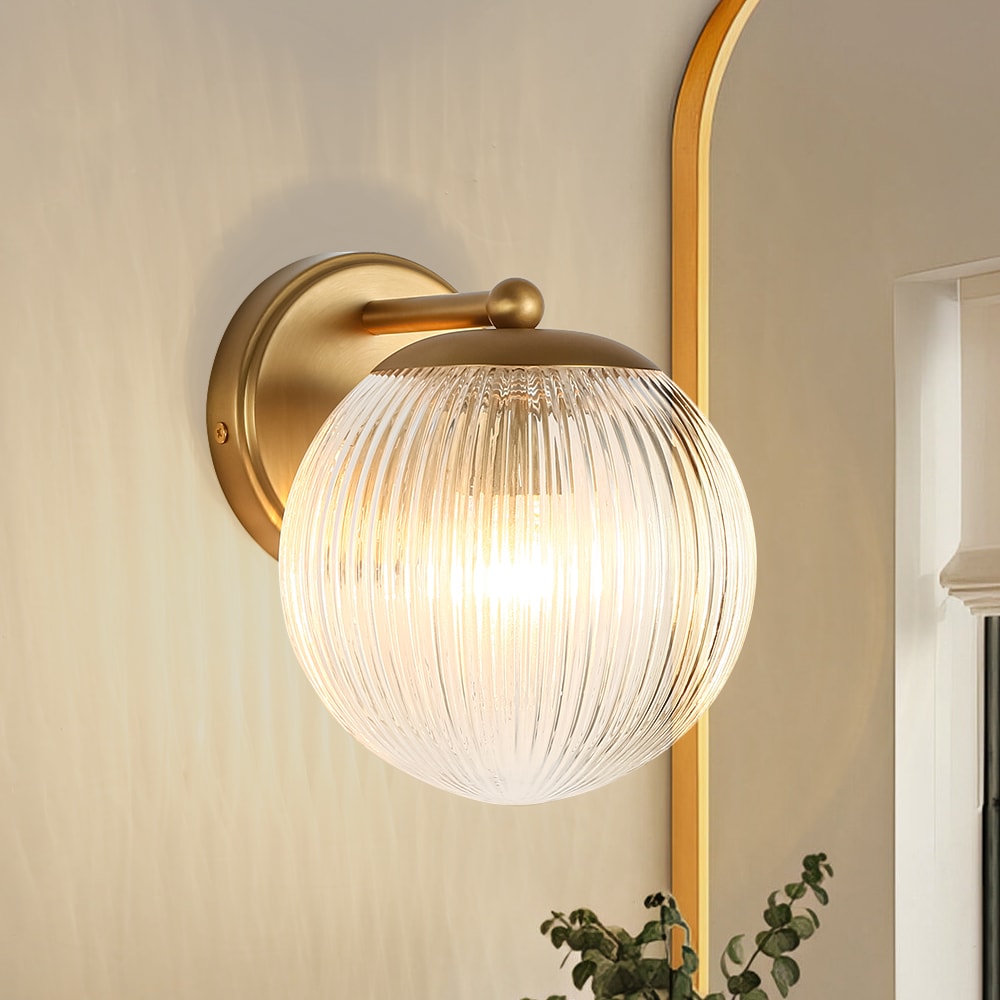 Wonderindoor - 6.3-in W 1 -Light Matte Brass Hardwired Damp rated Wall Sconce