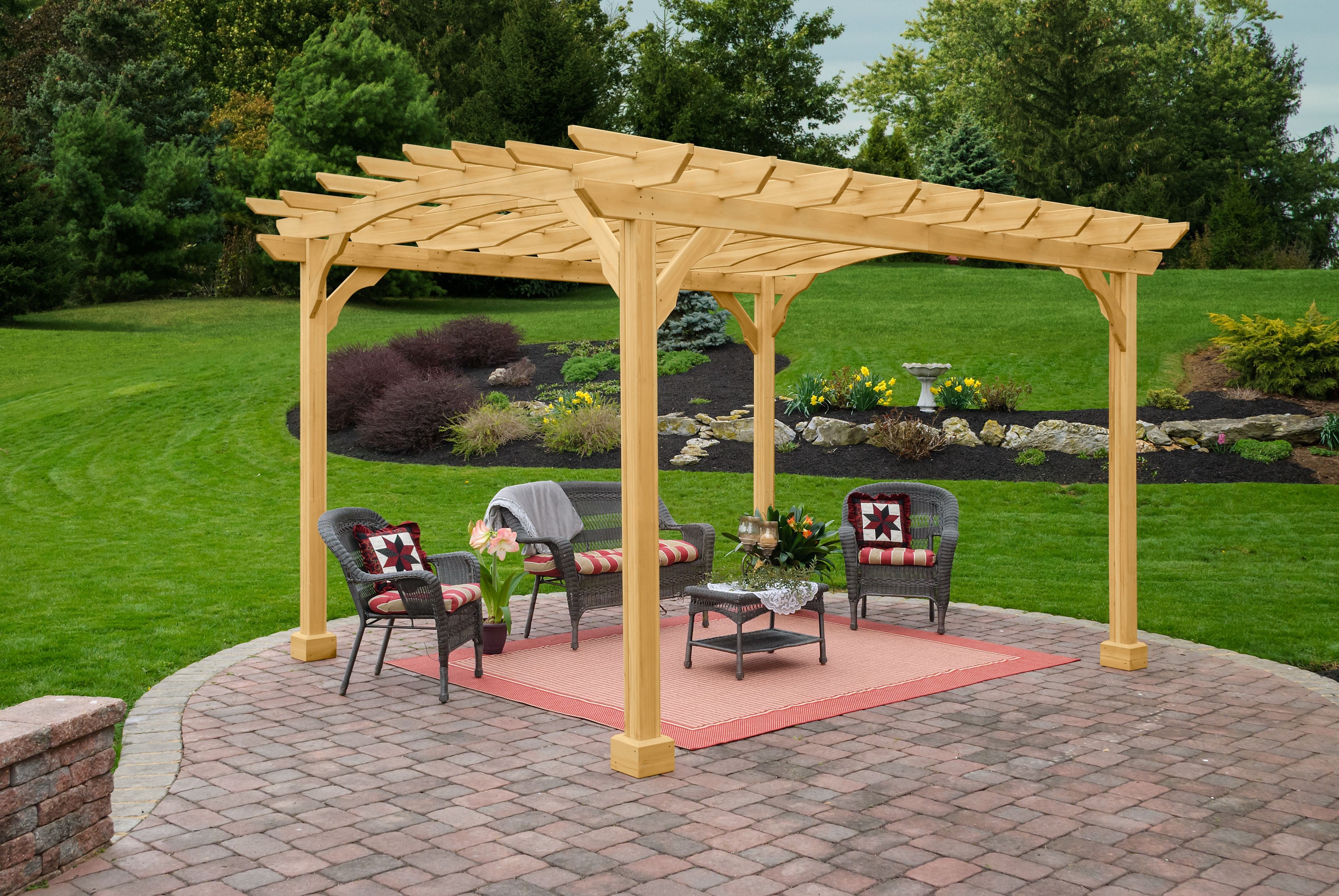 Westmont 10-ft W x 12-ft L x 8-ft 2-in H Unfinished Wood Attached Pergola | - YardCraft WP1012
