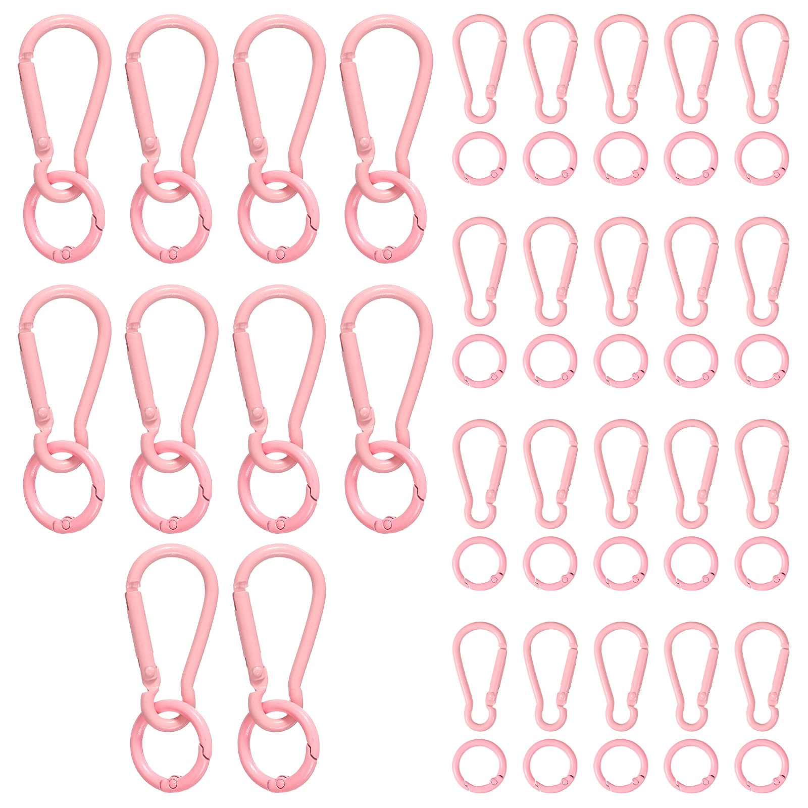 PATIKIL 30pcs Metal Keychain Clips Set Small Keychain with O Ring Key Chain Hook for Rock Climbing Hiking Camping Travel Indoor Outdoor Activities Pink