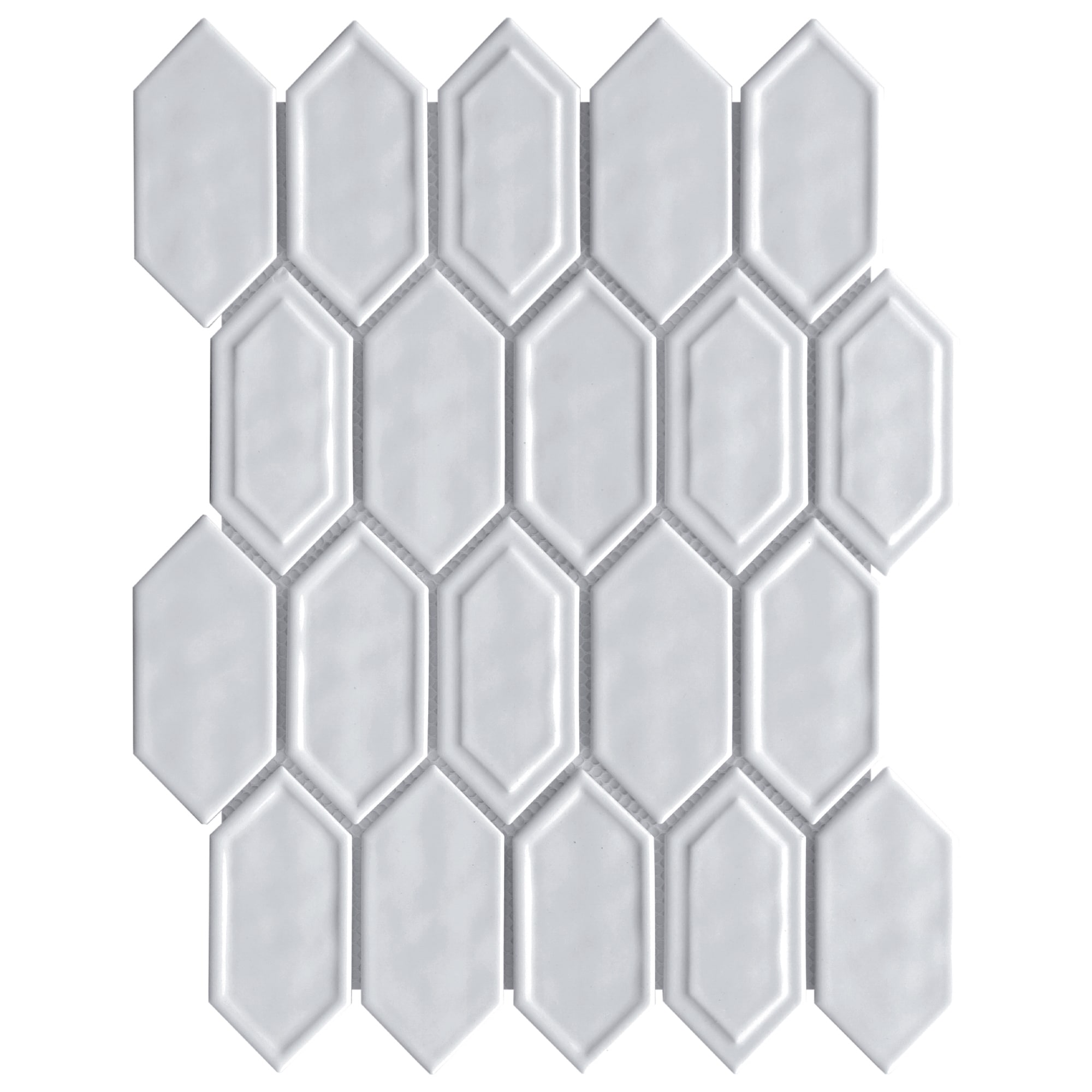 Essential Tile Classen White 13.31-in x 10.24-in Glossy Picket Glass Mosaic Tile ( 9.5-sq ft Carton )
