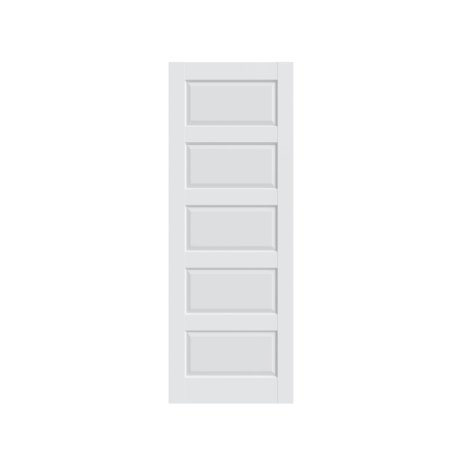 TITANKIT PRO 30-in x 80-in 5-Panel Waterproof Solid Pine and MDF Core White Primed Interior Slab Door