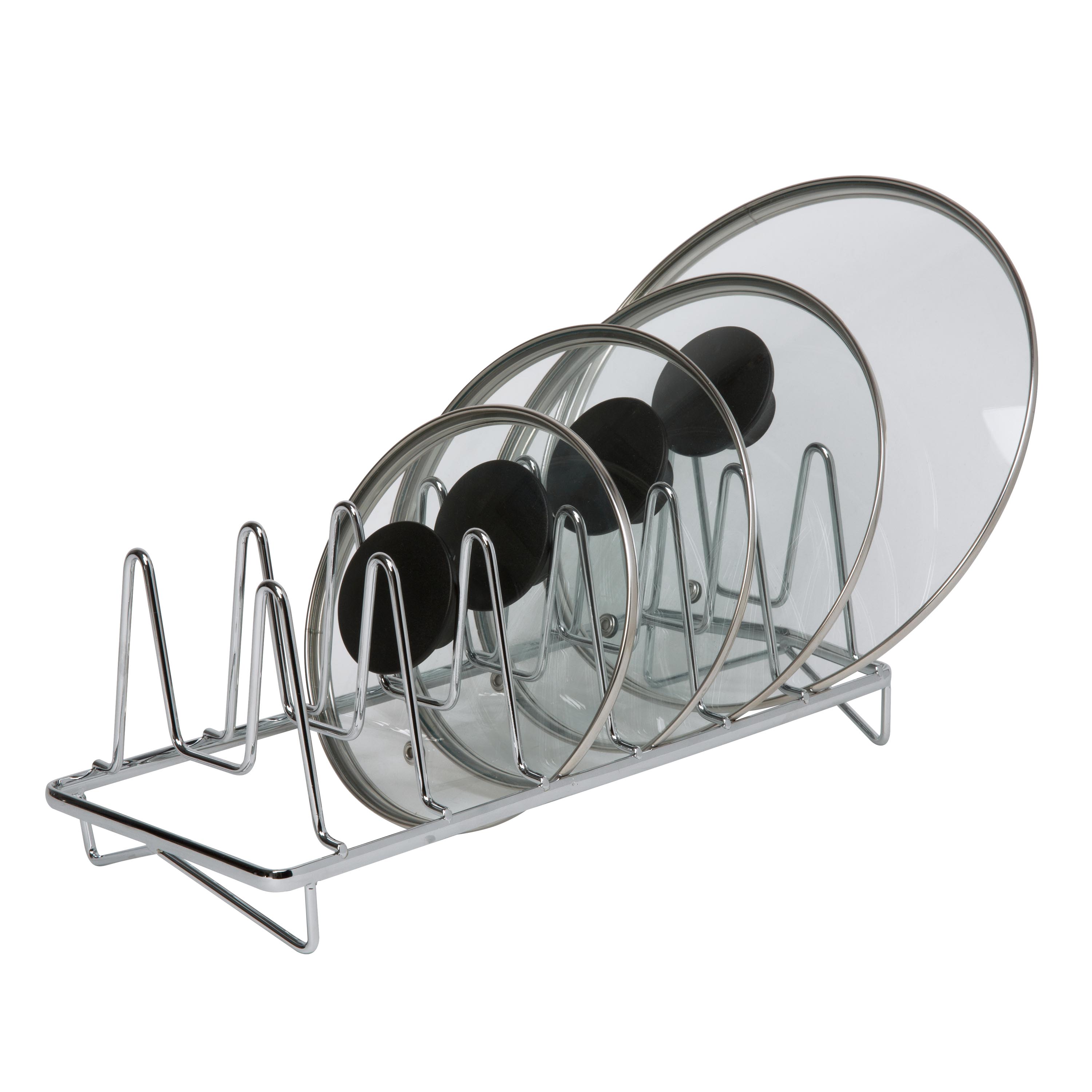 Kitchen Details 23379-CHR 5.50-Inches W x 4.90-Inches H x 13.60-Inches D 6 -Tier Freestanding Chrome Metal Lid rack