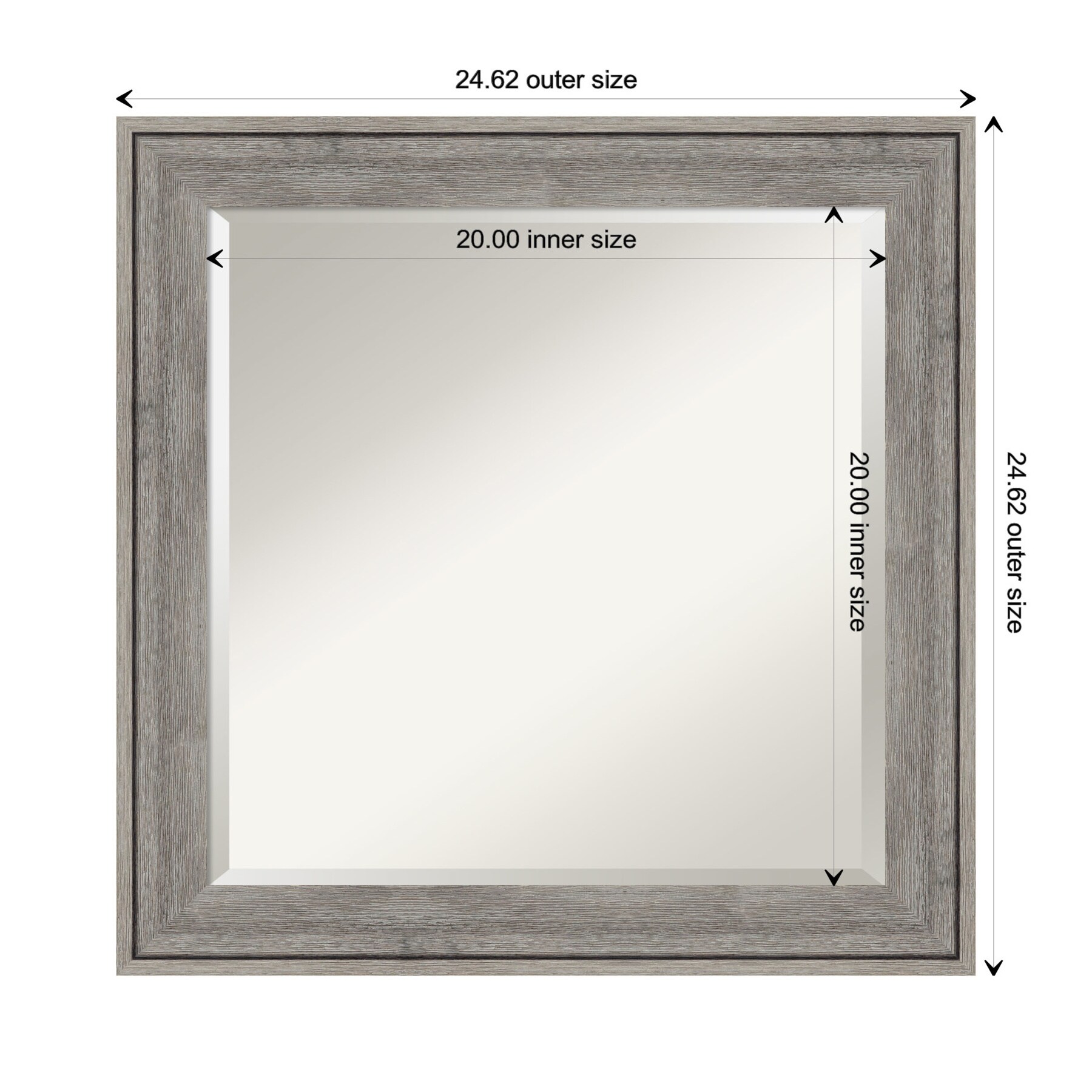 Amanti Art Regis Barnwood Frame 2462 In X 2462 In Framed Square Bathroom Vanity Mirror Matte