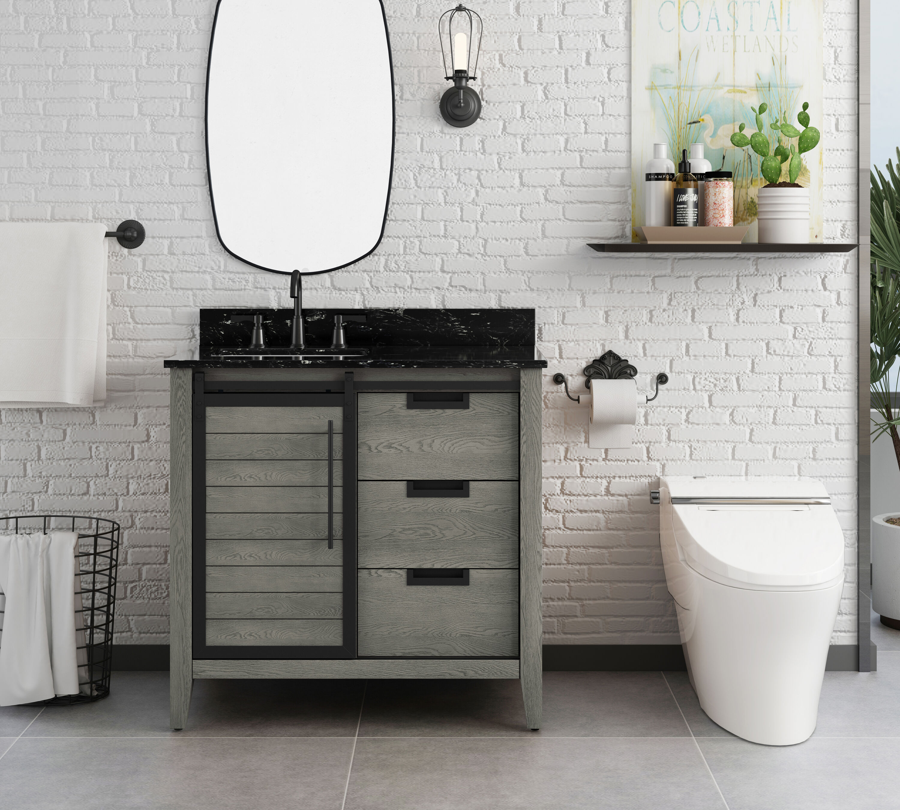 allen + roth TJ-0113V3622GR Bath-Vanity-Combo - View #6