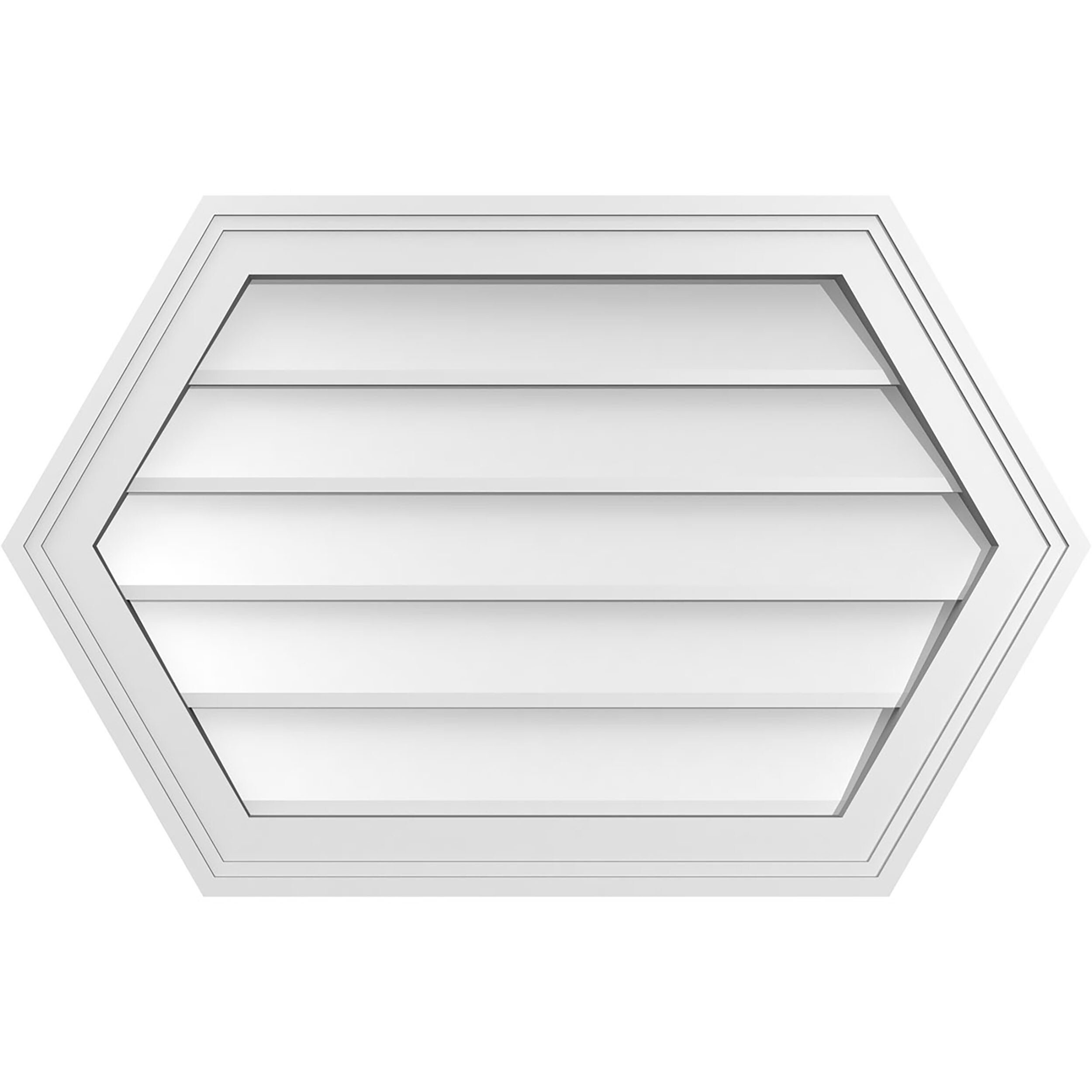 Ekena Millwork GVPHP28X1802SN 28-Inches x 18-Inches Off-white Peaked PVC Gable Louver Vent
