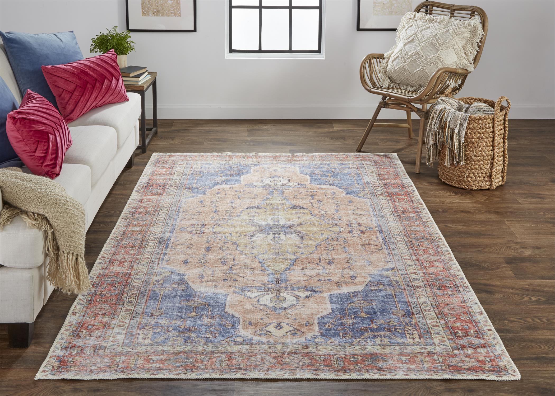 Room Envy Prescott 7 X 9 (ft) Apricot Tan/Bone White Indoor Abstract  Machine Washable Area Rug in the Rugs department at
