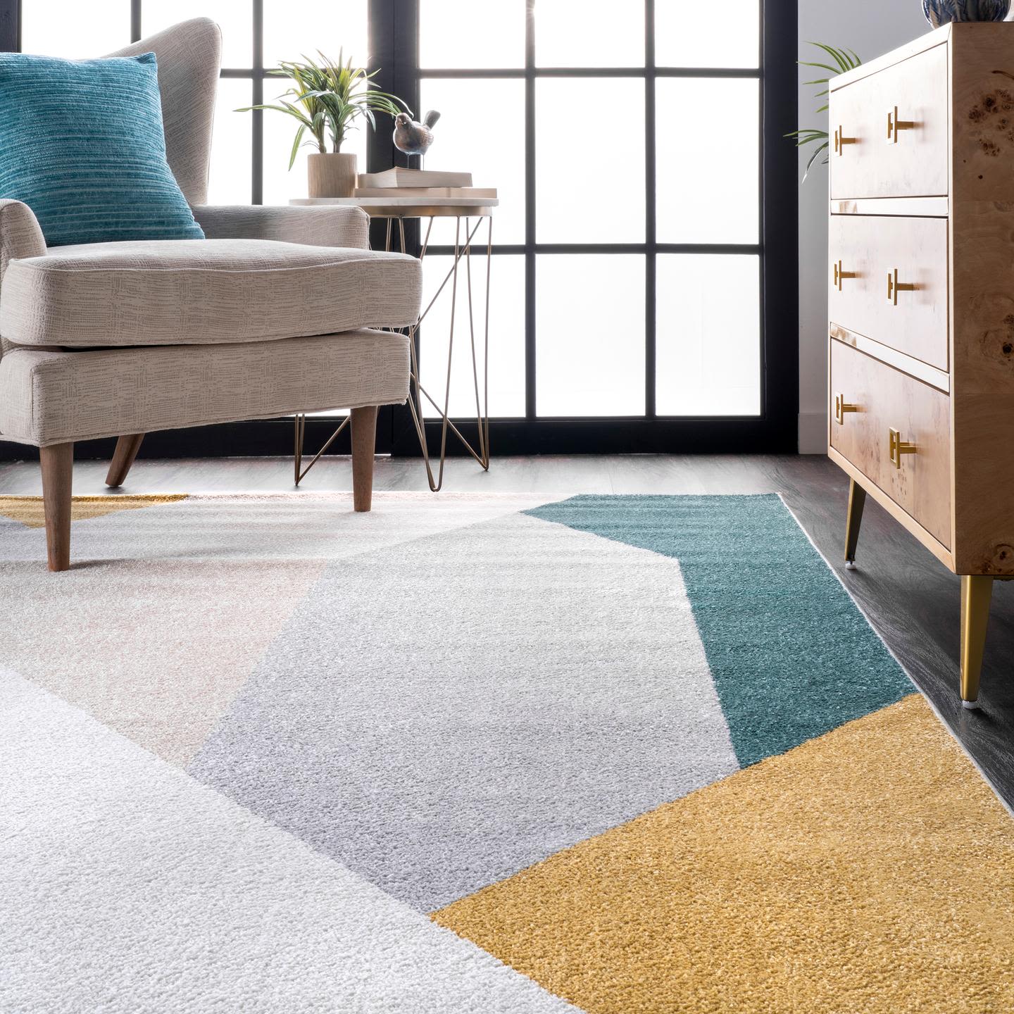 Raegan 52''x24'' Modern Abstract Gray Synthetic Area Rug