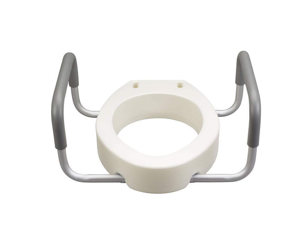 Drive Medical White Toilet Seat Riser with Removable Arms, 8-in Height, 300 lbs. Weight Capacity