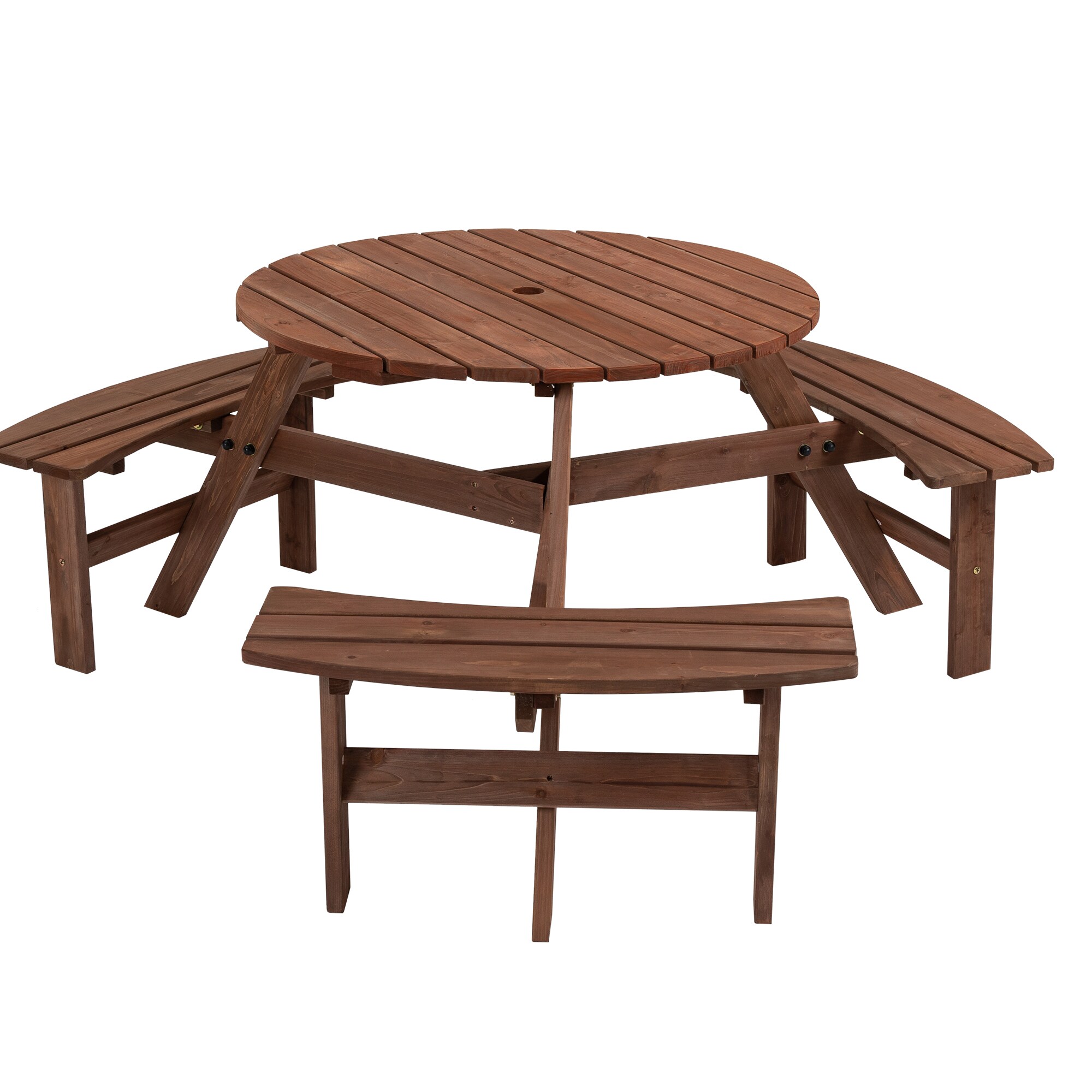 EXTRAUP YHLW142281086 35.43-in Brown wood Round Picnic Table