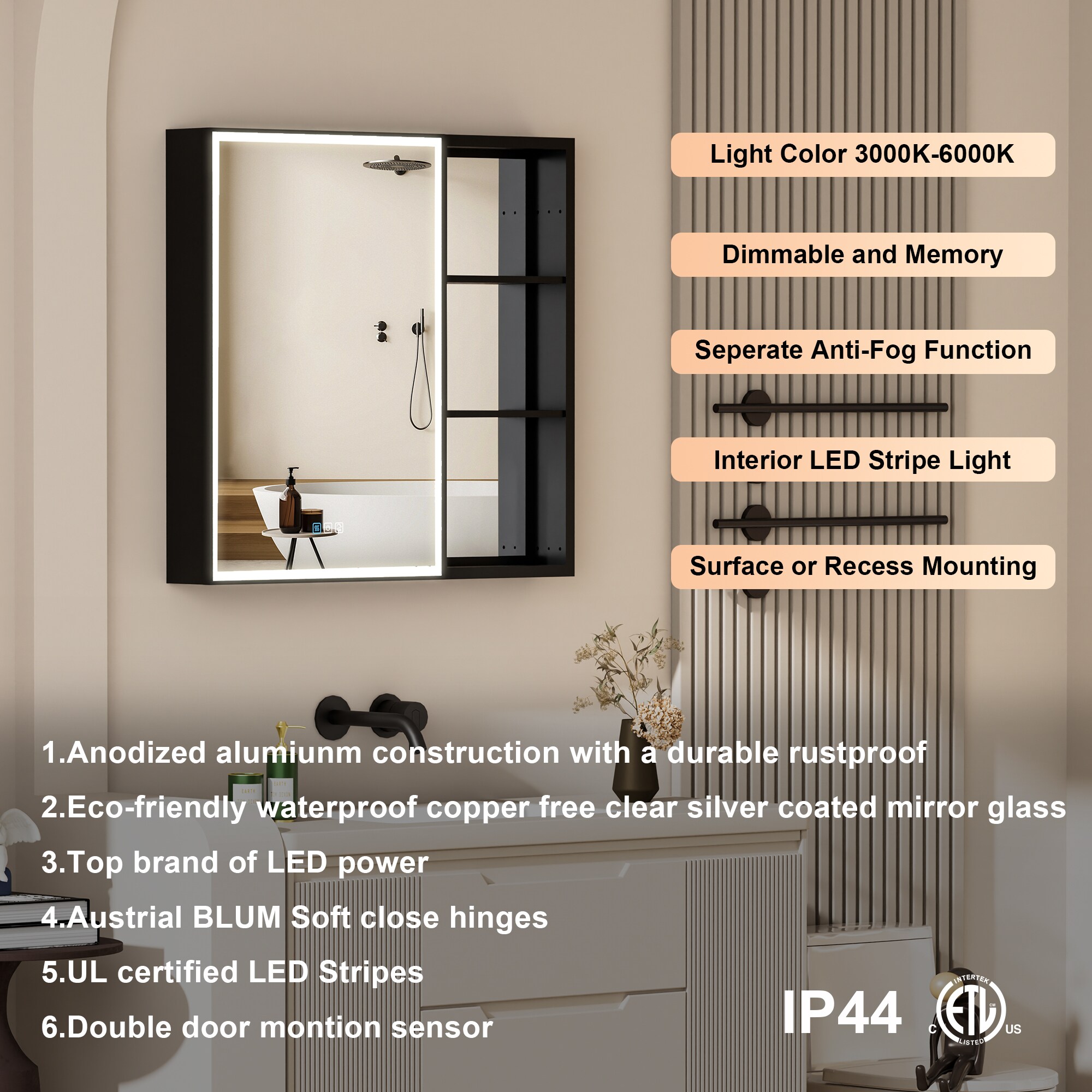 Forclover MEAM-12M3230LMC Bathroom-Medicine-Cabinets - View #7