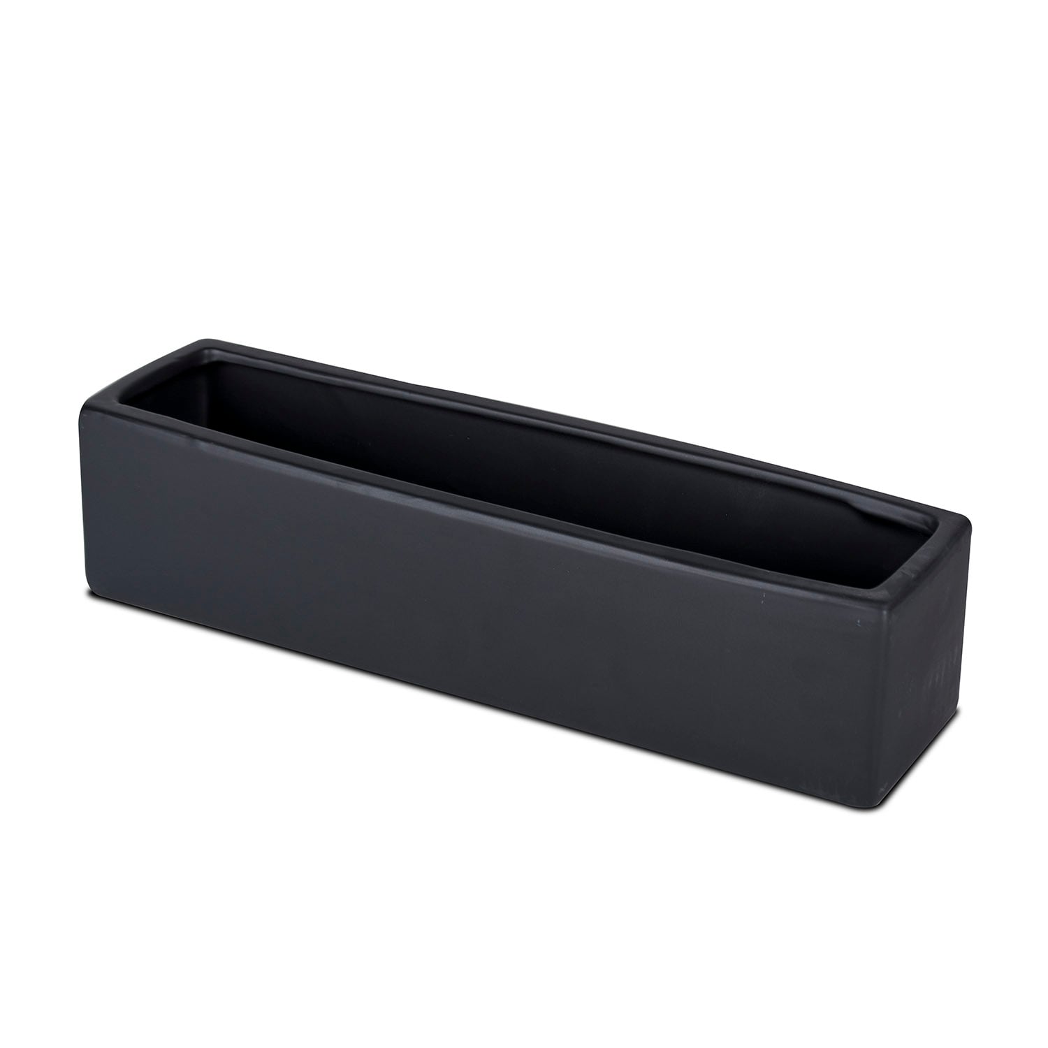Vasesource CRC4416BL Rectangle 15.75-Inches W Small Black Ceramic Indoor/Outdoor Planter