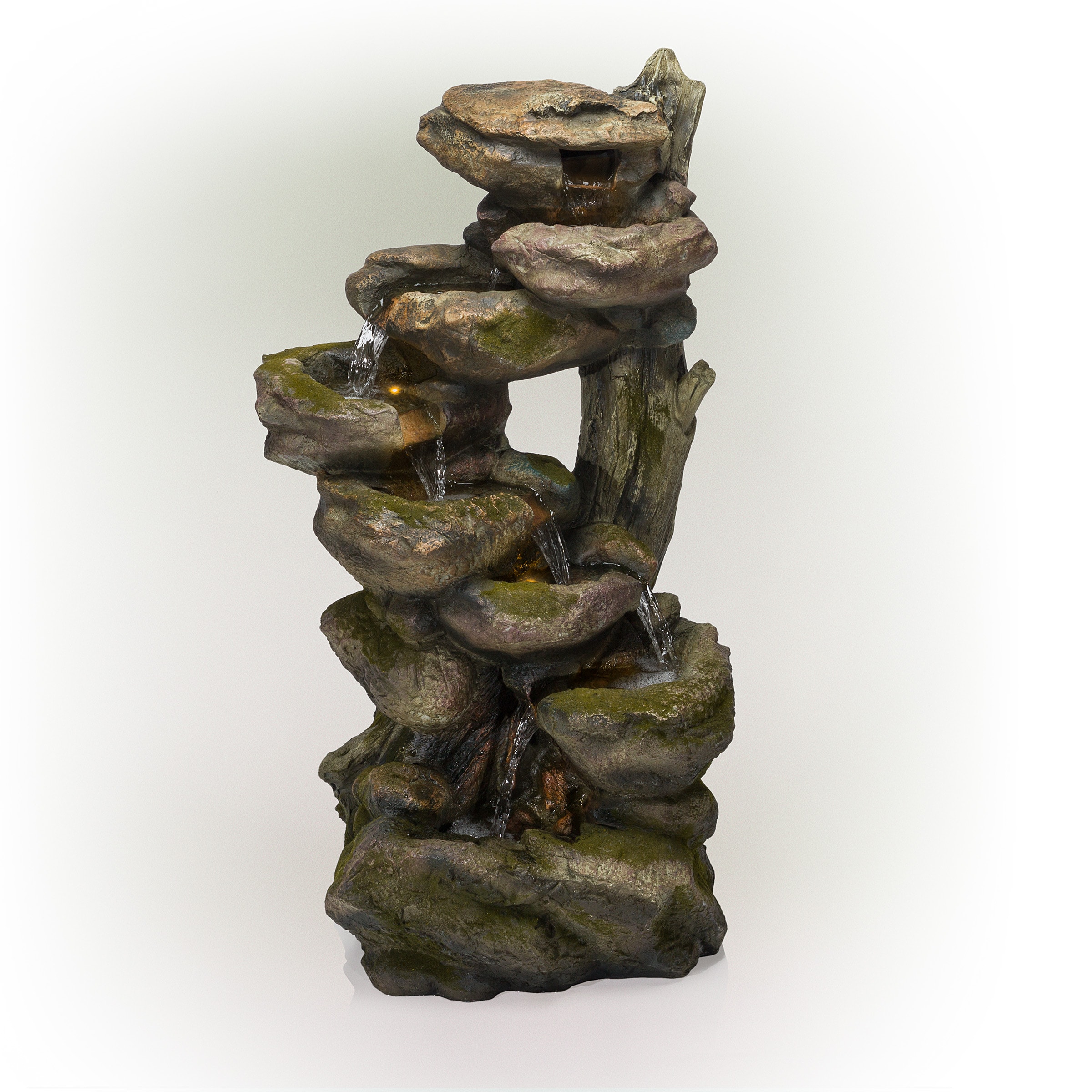 Alpine Corporation WIN1008 39-in H Resin Tiered Outdoor Fountain Pump Included
