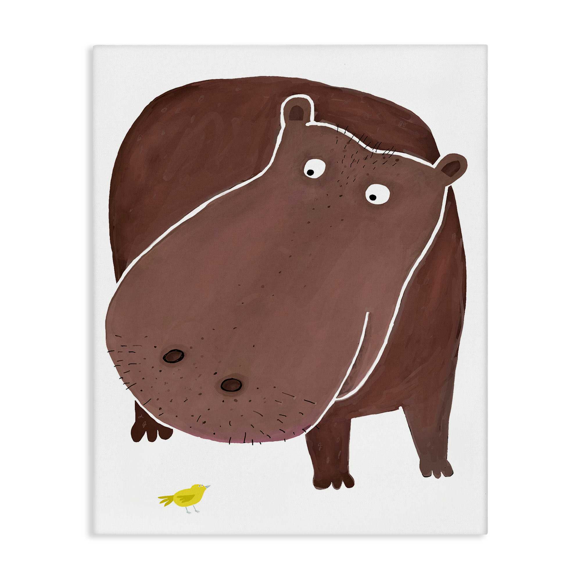 Stupell Industries BT-241-CN-30X40 Hippo and Bird Friends Canvas Wall Art By Carla Daly 30 x 40