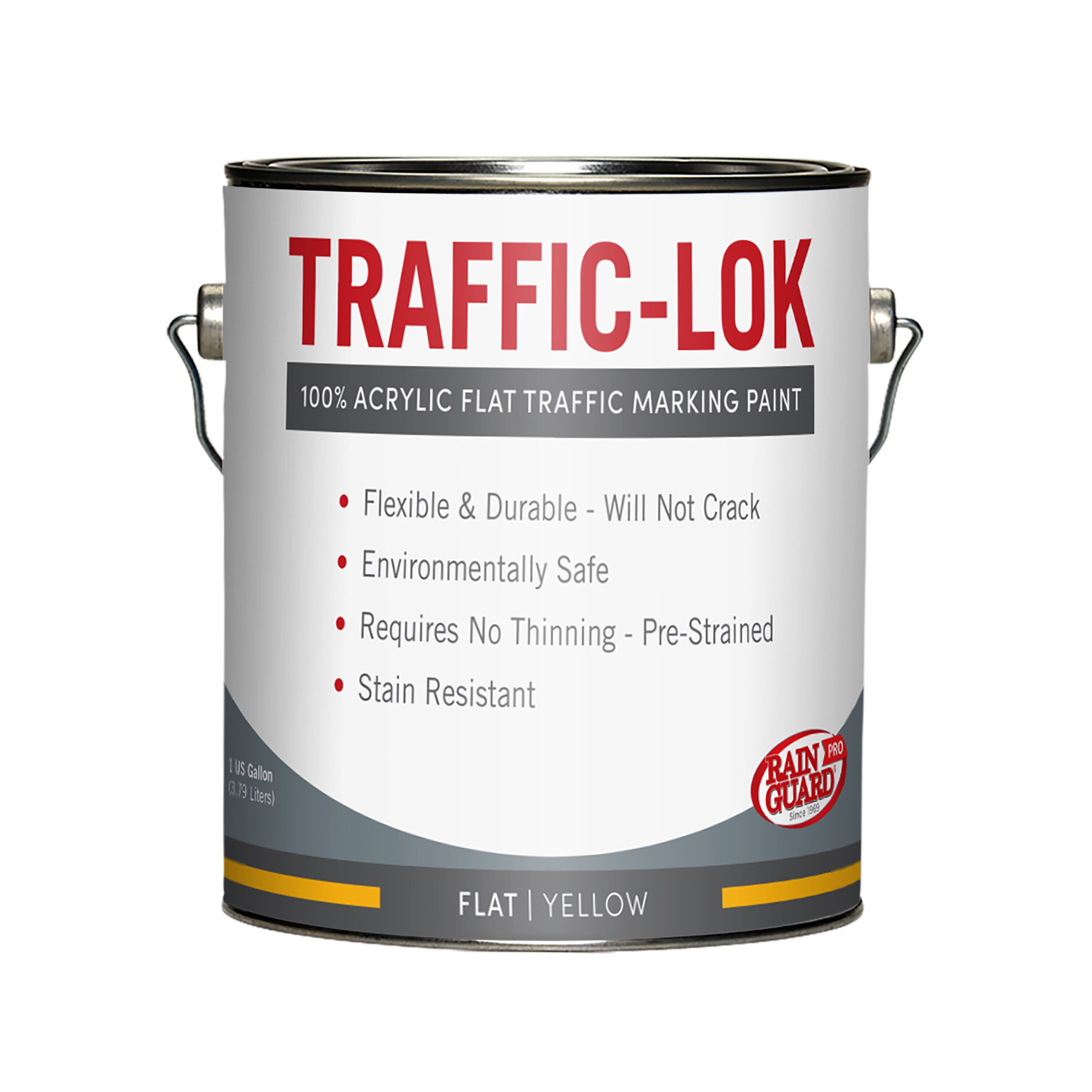 RainguardPro TrafficLok Yellow/Flat Acrylic Striping Paint (1Gallon