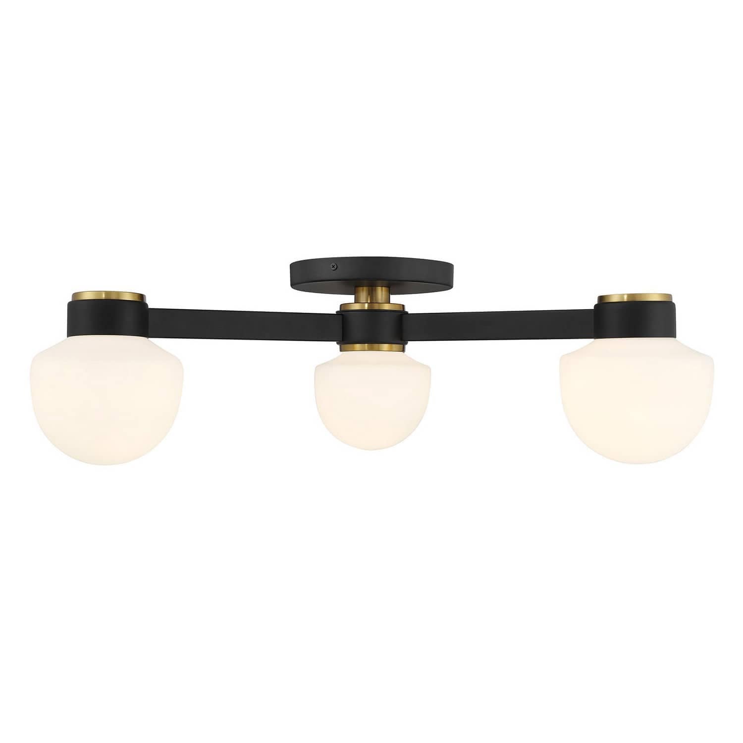 Trade Winds Lighting TW64382MBKNB 3-Light Flush Mount Ceiling Light from Judith Collection in Matte Black with Natural Brass
