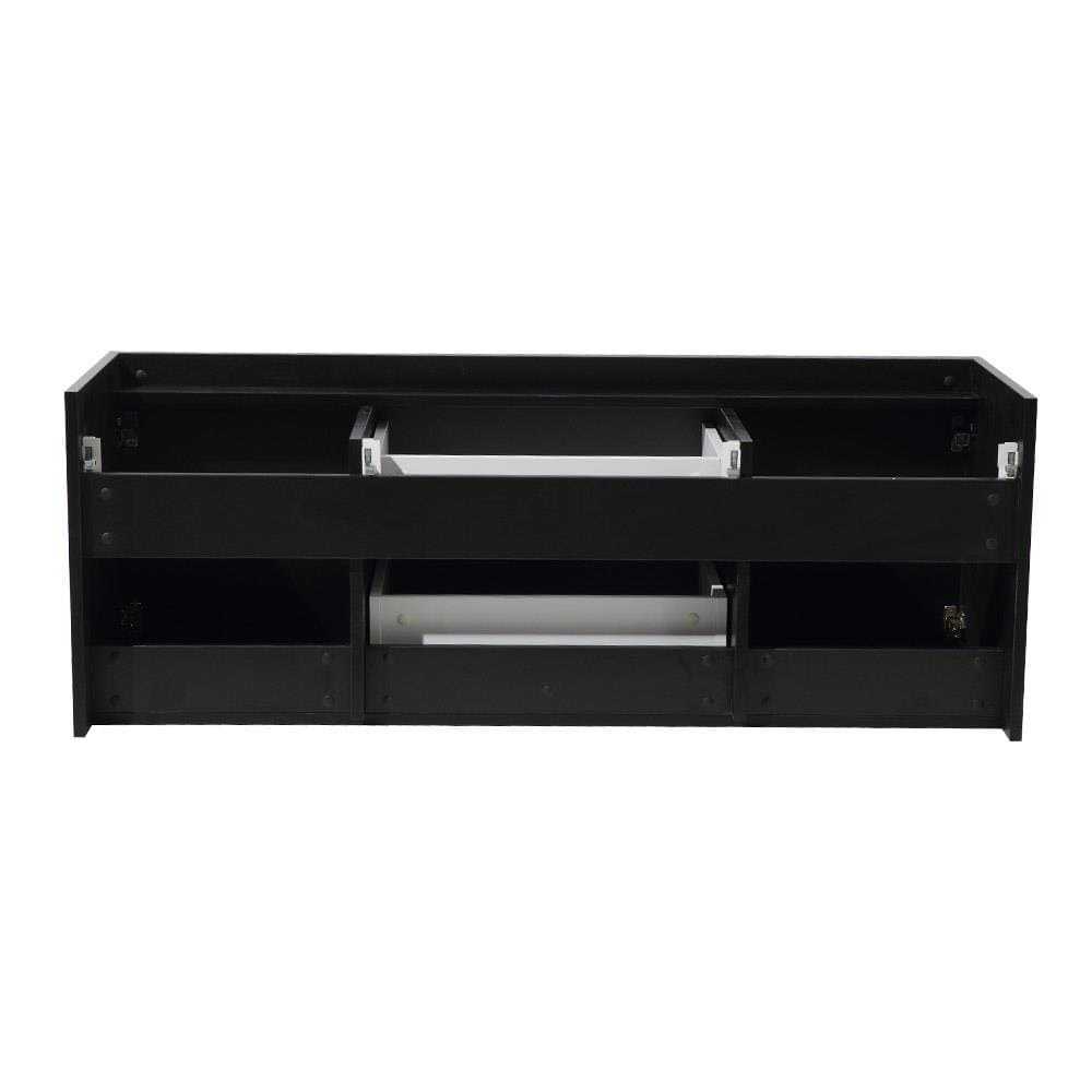 Black Engineered Wood Wall-Mount Double Vanity Base, 54-inch