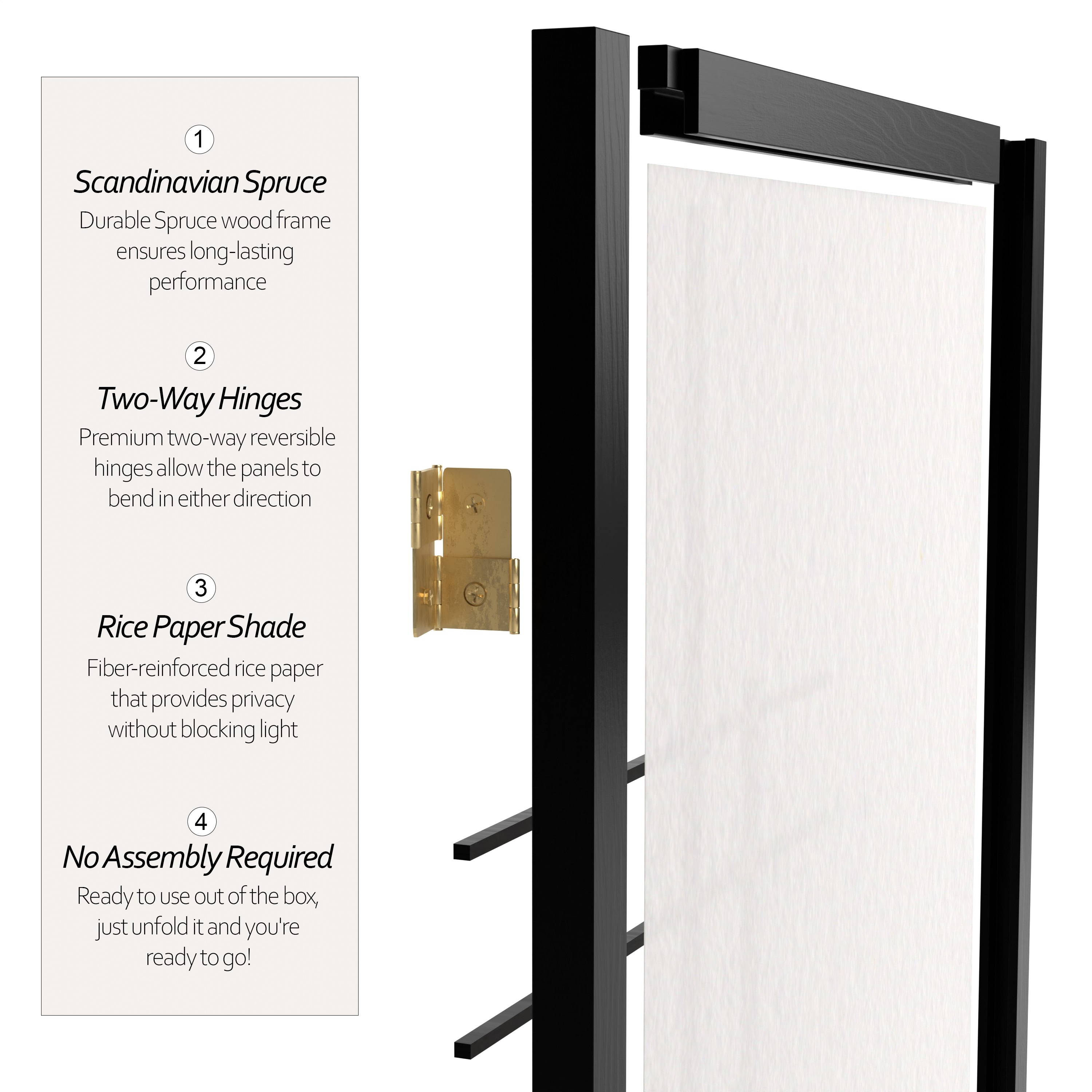 Oriental Furniture CEUD-6P-BLK Indoor-Privacy-Screens - View #3