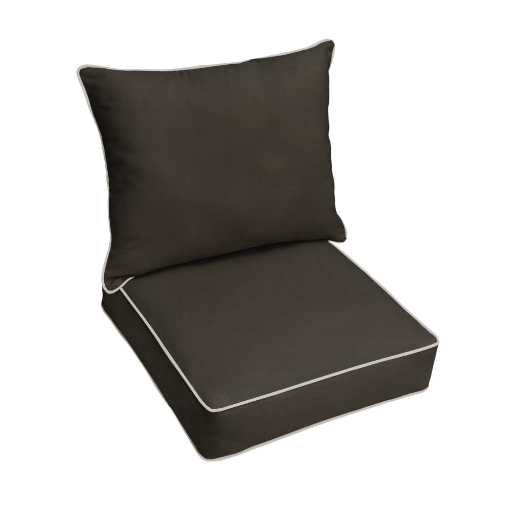 Mozaic Company Sunbrella 25 in x 23 in 2 Piece Canvas Black Deep Seat Patio Chair Cushion LWDROCC478601CP at Lowes