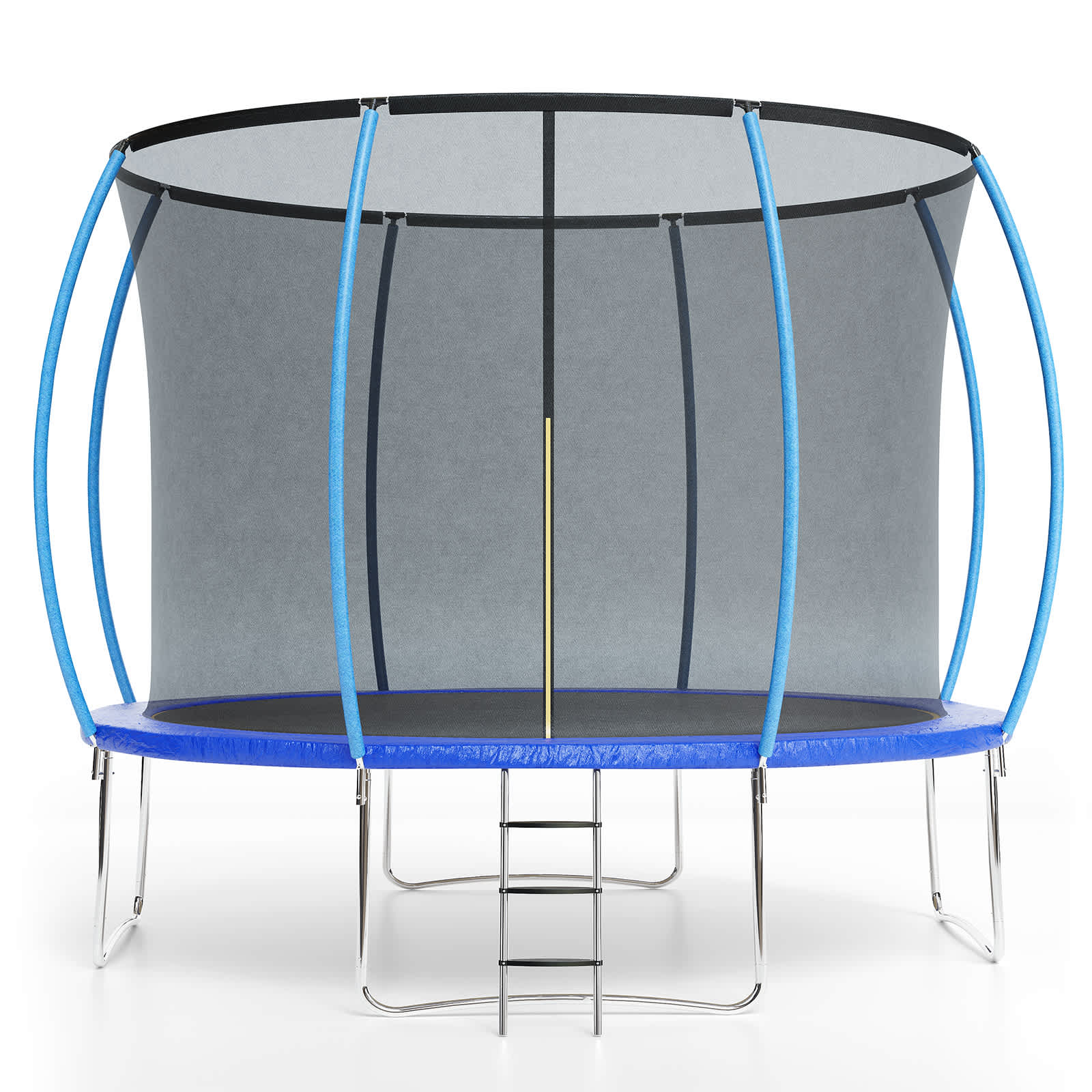 Qeetex DBCPOU0A3F90TK 12FT Outdoor Trampoline With Safety Enclosure Ladder Heavy Duty Military Grade Steel Frame Weather Resistant UV Tested Jump Mat And Spring Free Design For Kids And Adults Blue