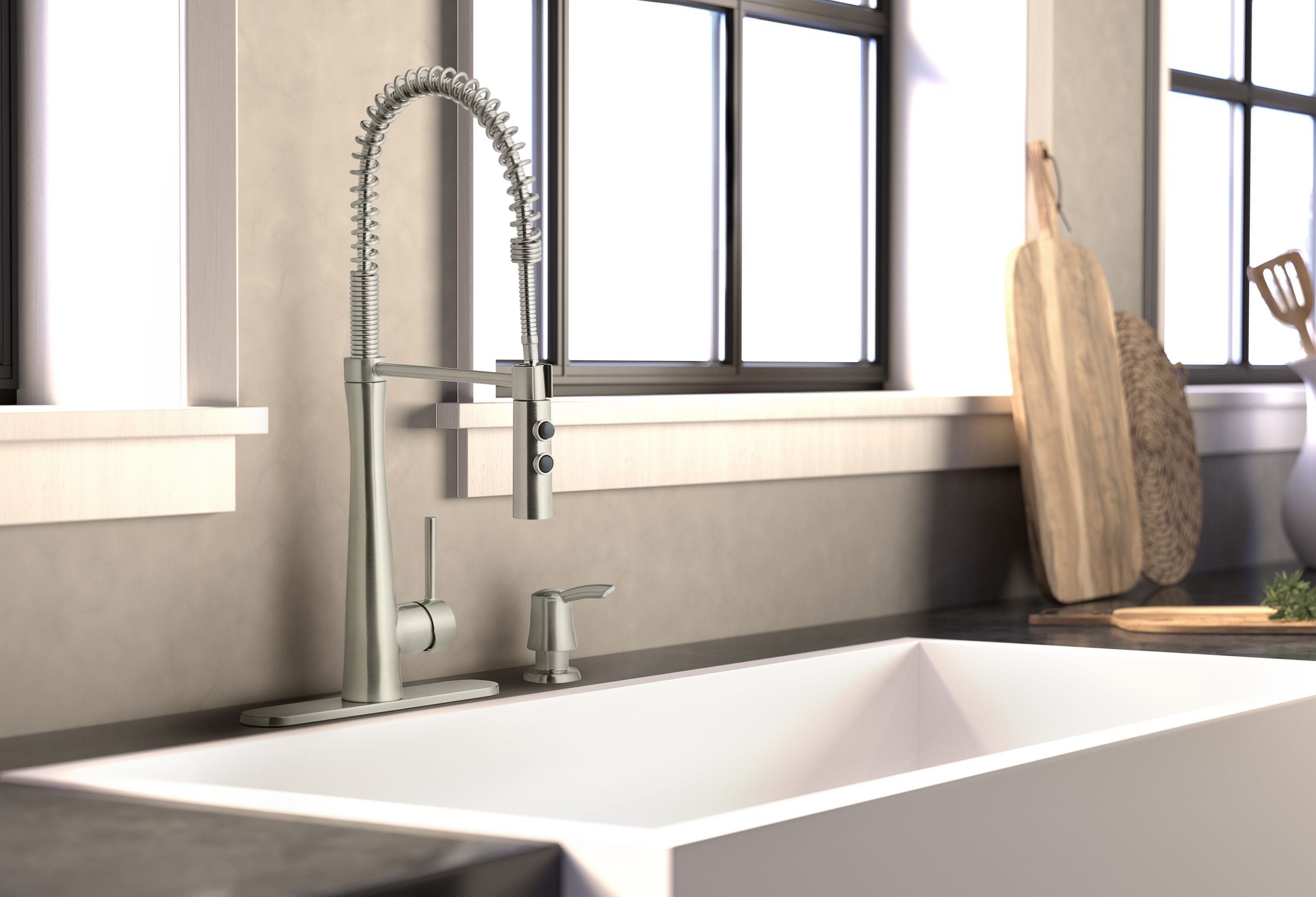 allen + roth 21-K152HCSS-AR Tilton Stainless steel Single Handle Deck-mount Pull-down Kitchen Faucet with Sprayer