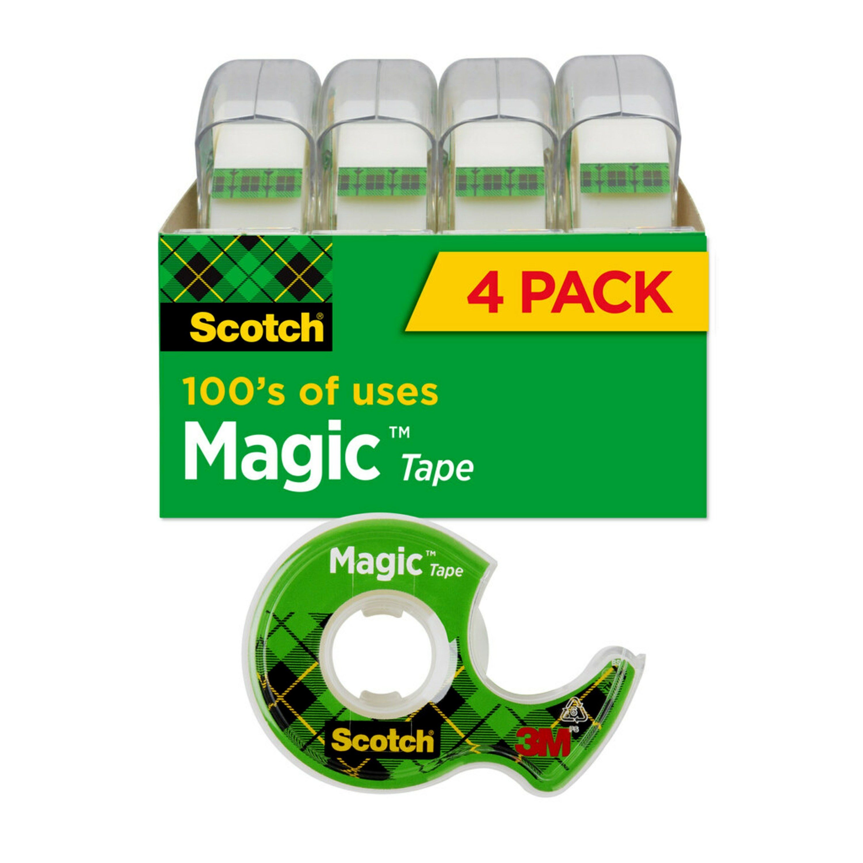 Scotch Magic Tape in Handheld Dispenser 3/4 x 300 1 Core Clear 4/Pack