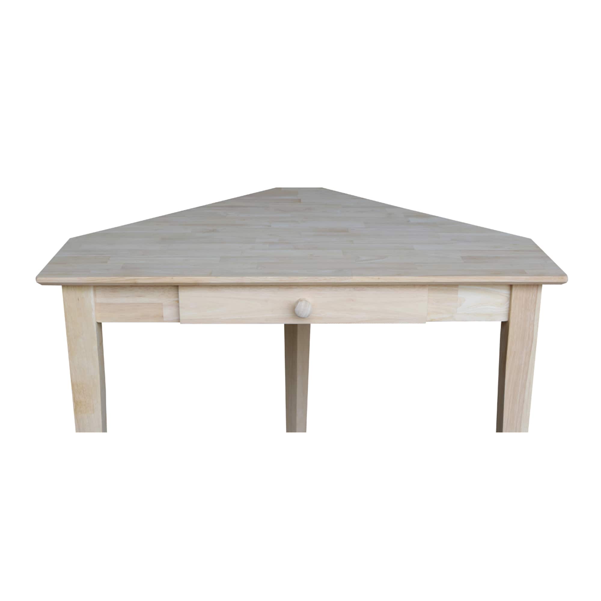 Unfinished Natural Wood Corner Desk with Drawer
