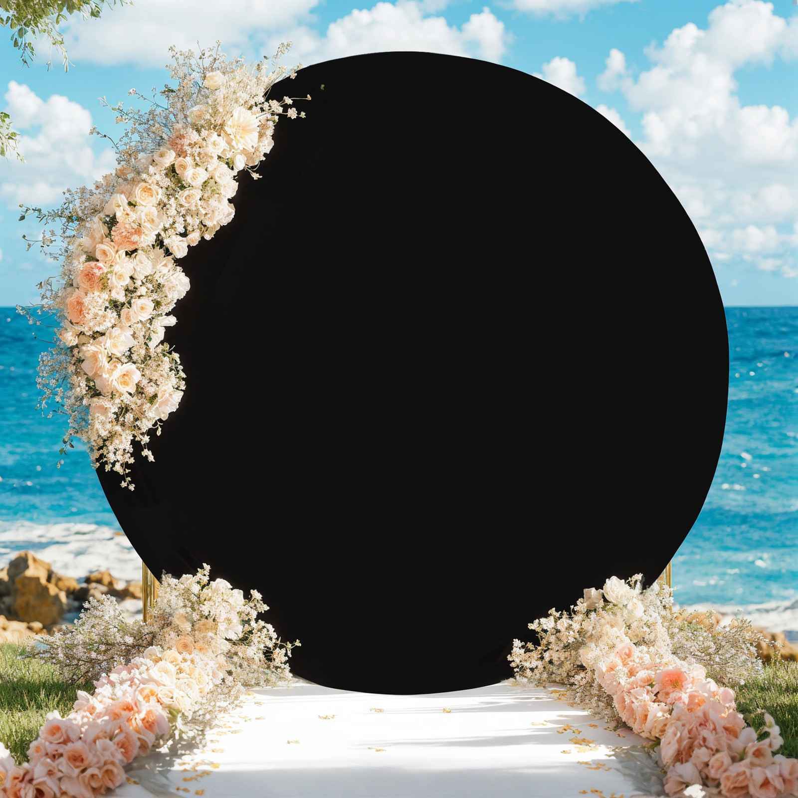 WhizMax GGL-PHO-15QUFNUD Round Arch Backdrop Cover Circle Arch Stand  Smooth Touch  Multipurpose Wedding Arched Background Set For Birthday Party
