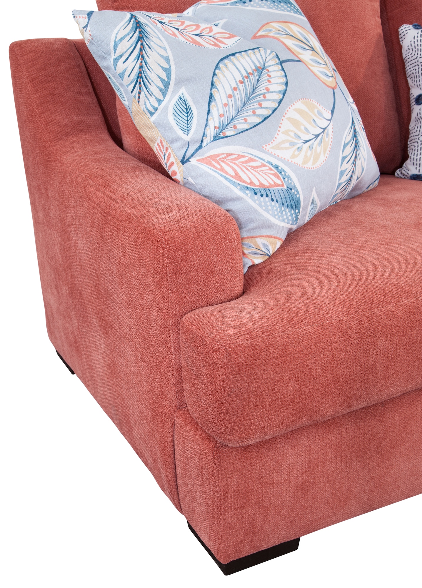 Ivory and Blue Two-Piece Fabric Sectional Sofa with Chaise