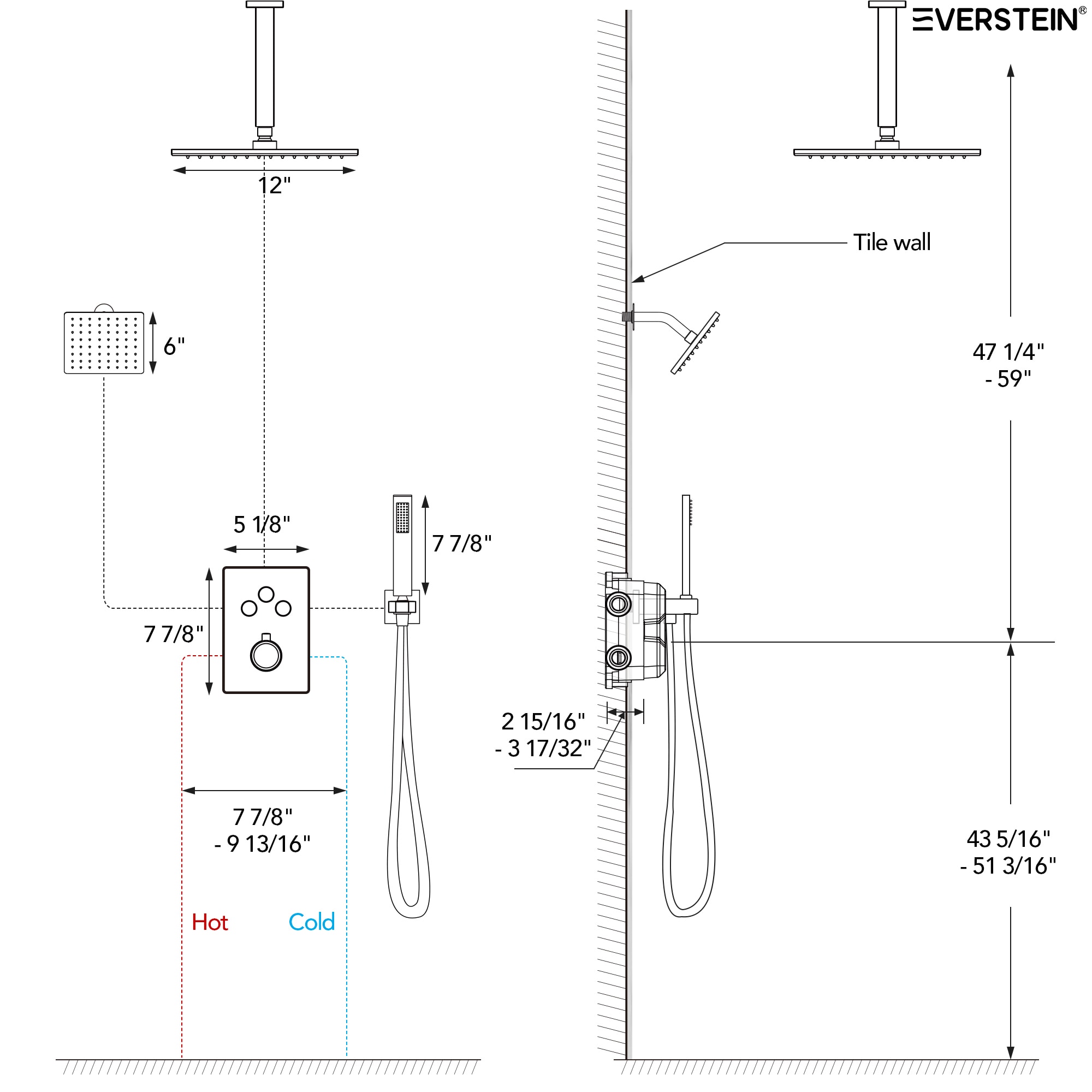 EVERSTEIN Q-926-OTOP Tub-Shower-Faucets - View #13