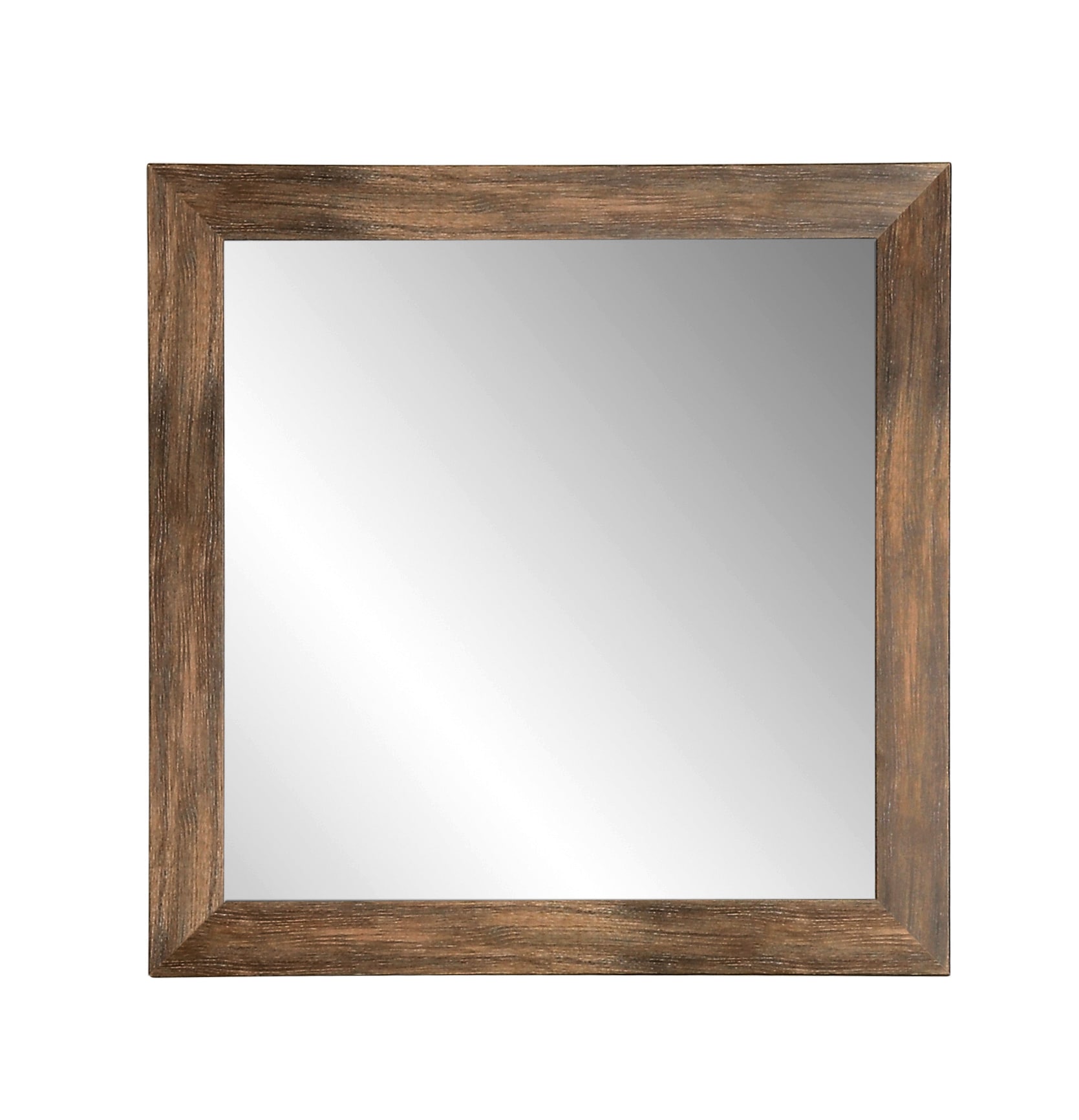 BrandtWorks BM089SQ 32-Inches W x 32.0-Inches H Square Muted Brown Grain Framed Wall Mirror