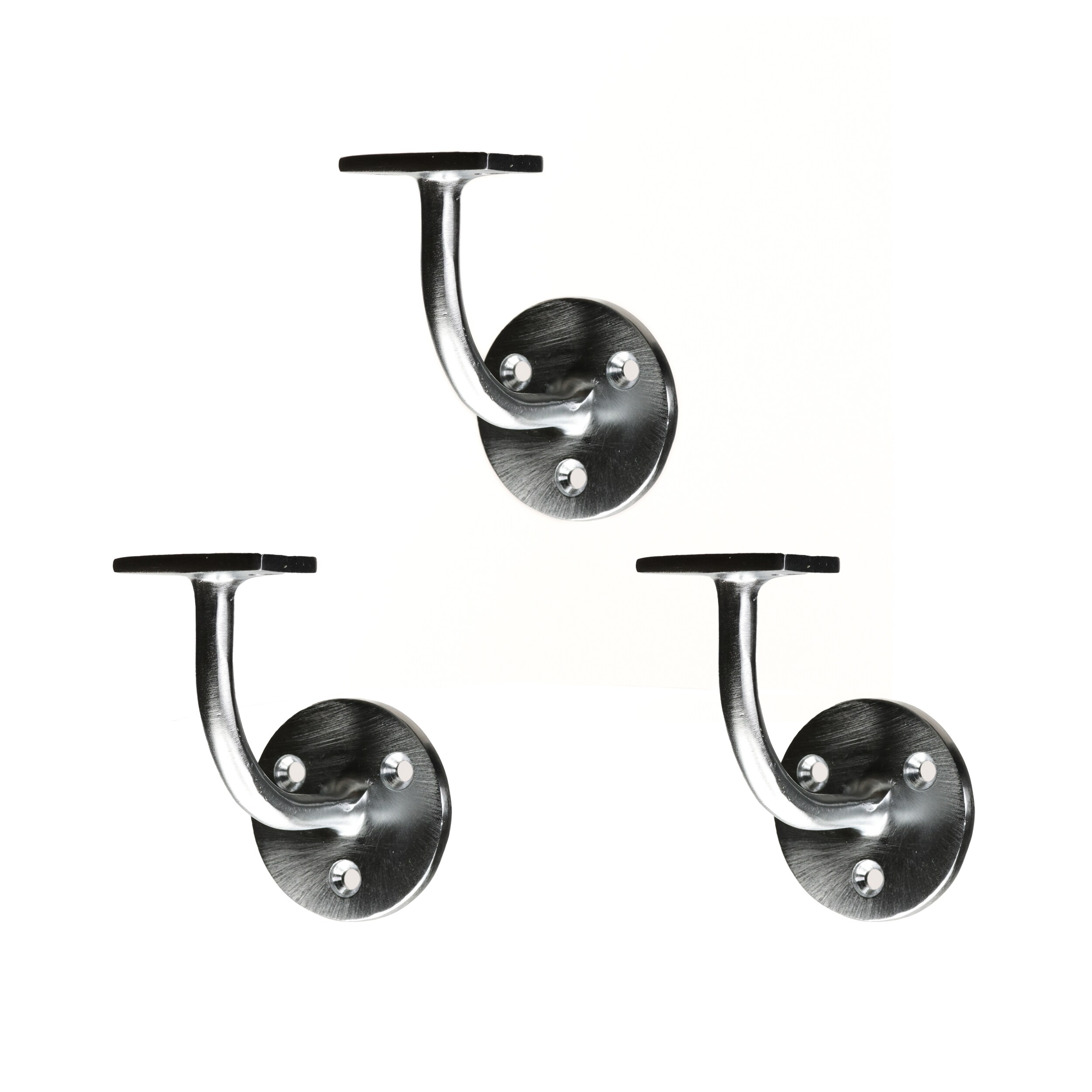 RELIABILT WG3004DC 2.75-Inches x 3-Inches Dull Chrome (3-Pack) Finished Brass Handrail bracket