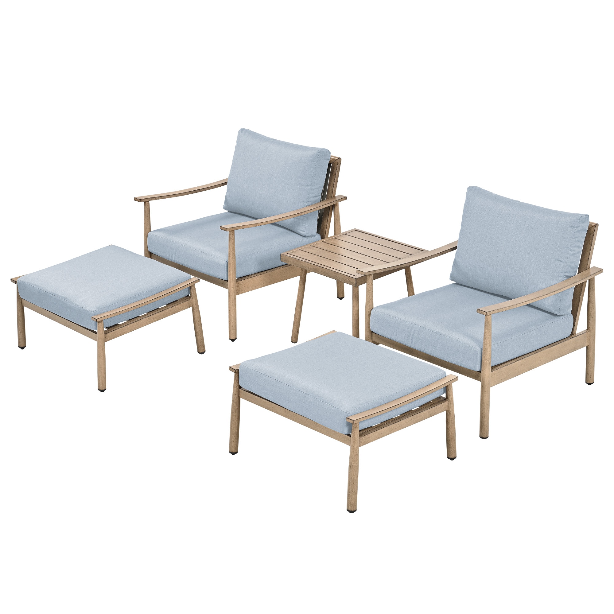  EL-SF5-ZL-B1-WL3 5 -Piece Patio Conversation Set with Blue Cushions