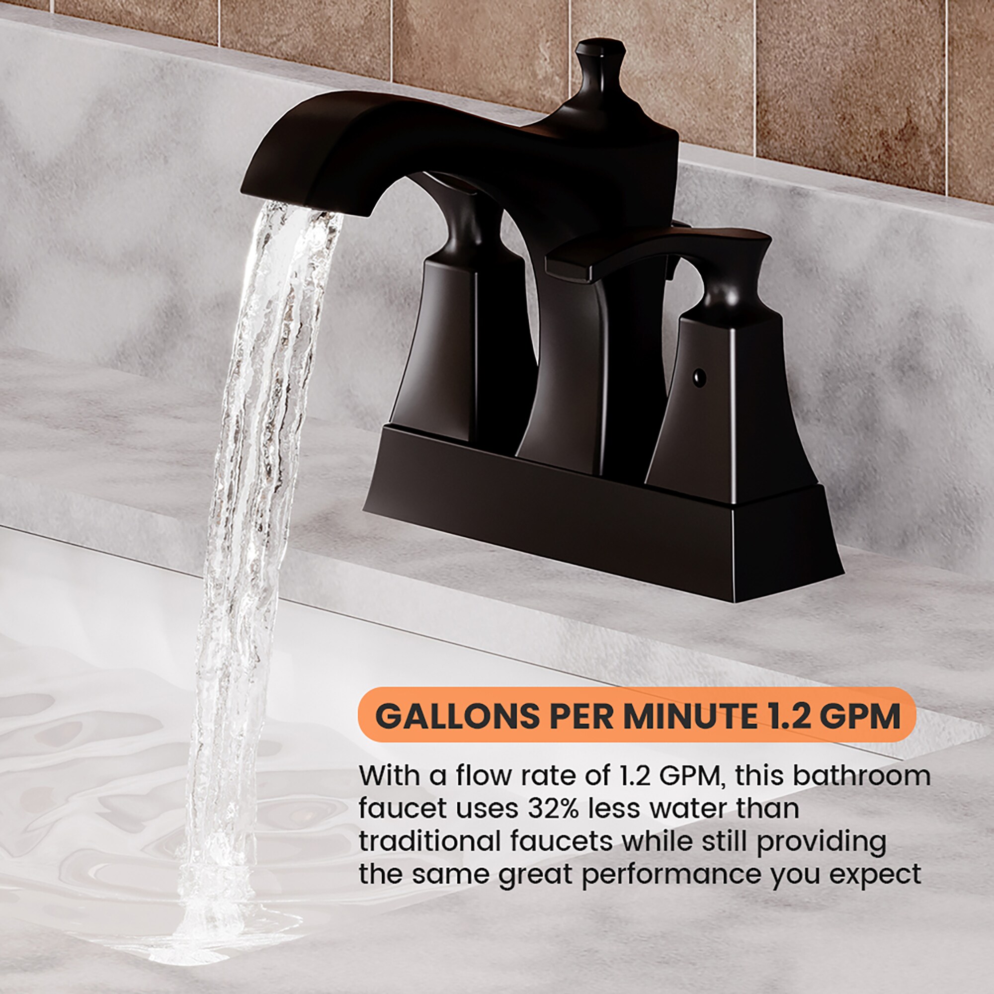 Matte Black Stainless Steel 4-Inch Centerset Bathroom Faucet with Drain Kit