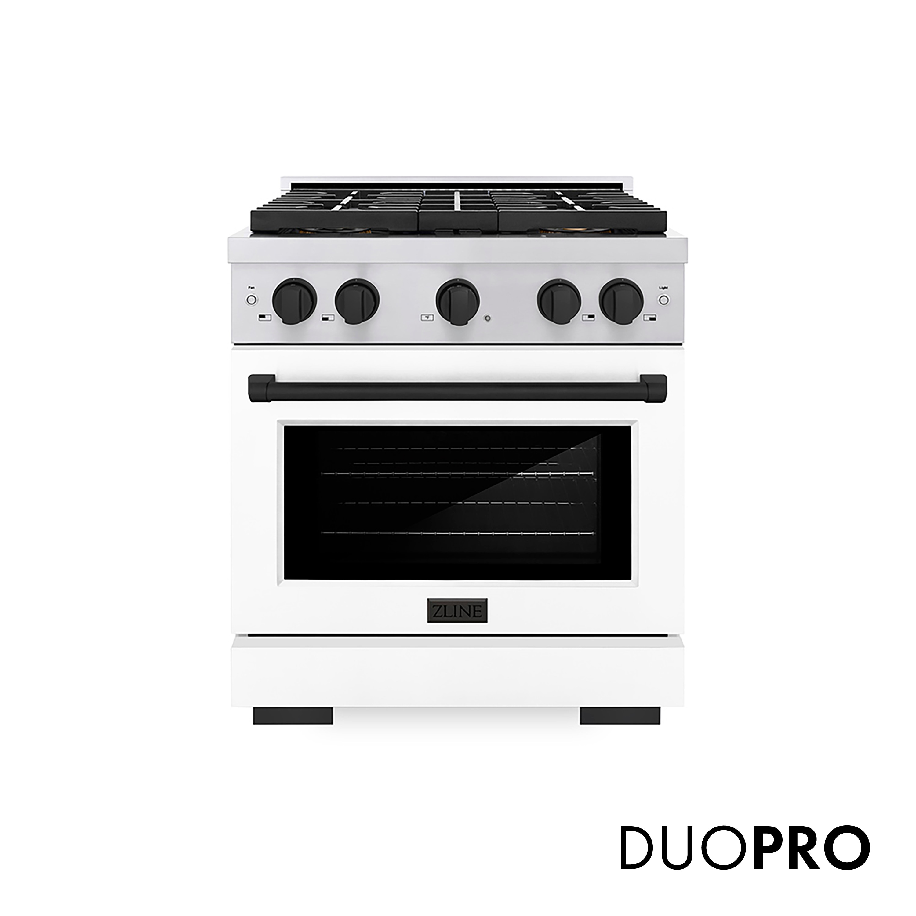 Paramount 30-in 4 burners 4.2-cu ft Convection Oven Freestanding Natural Gas Range ( Stainless Steel, White Matte Door, Matte Black Accents )
