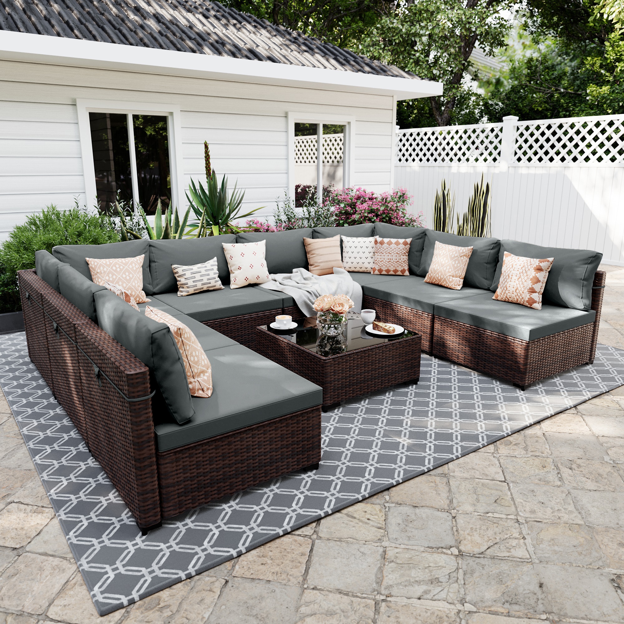UPHA Wicker Patio Conversation Set
