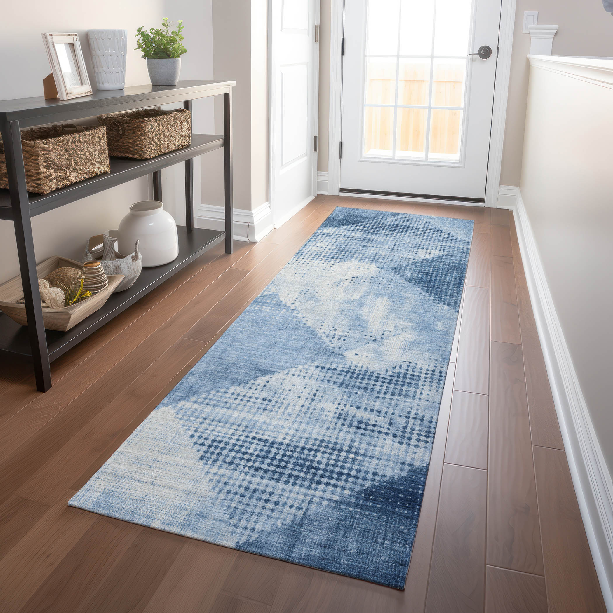 Addison Rugs ACN1065SK2X8 Chantille ACN1065SK 2 x 7 (ft) Polyester Sky Rectangular Indoor/Outdoor Geometric Machine washable Runner rug