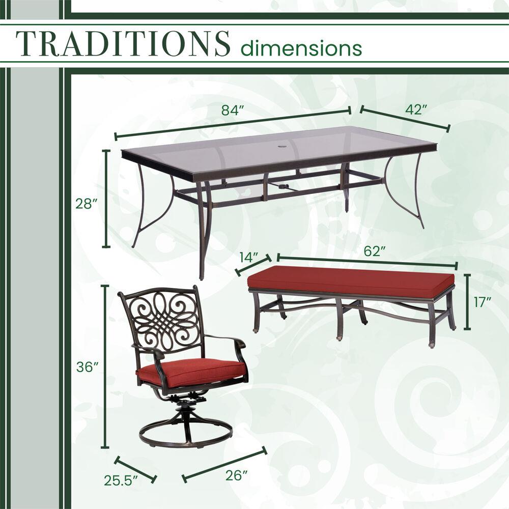 Hanover TRADDN5PCSW2GBN-RED Patio-Dining-Sets - View #3