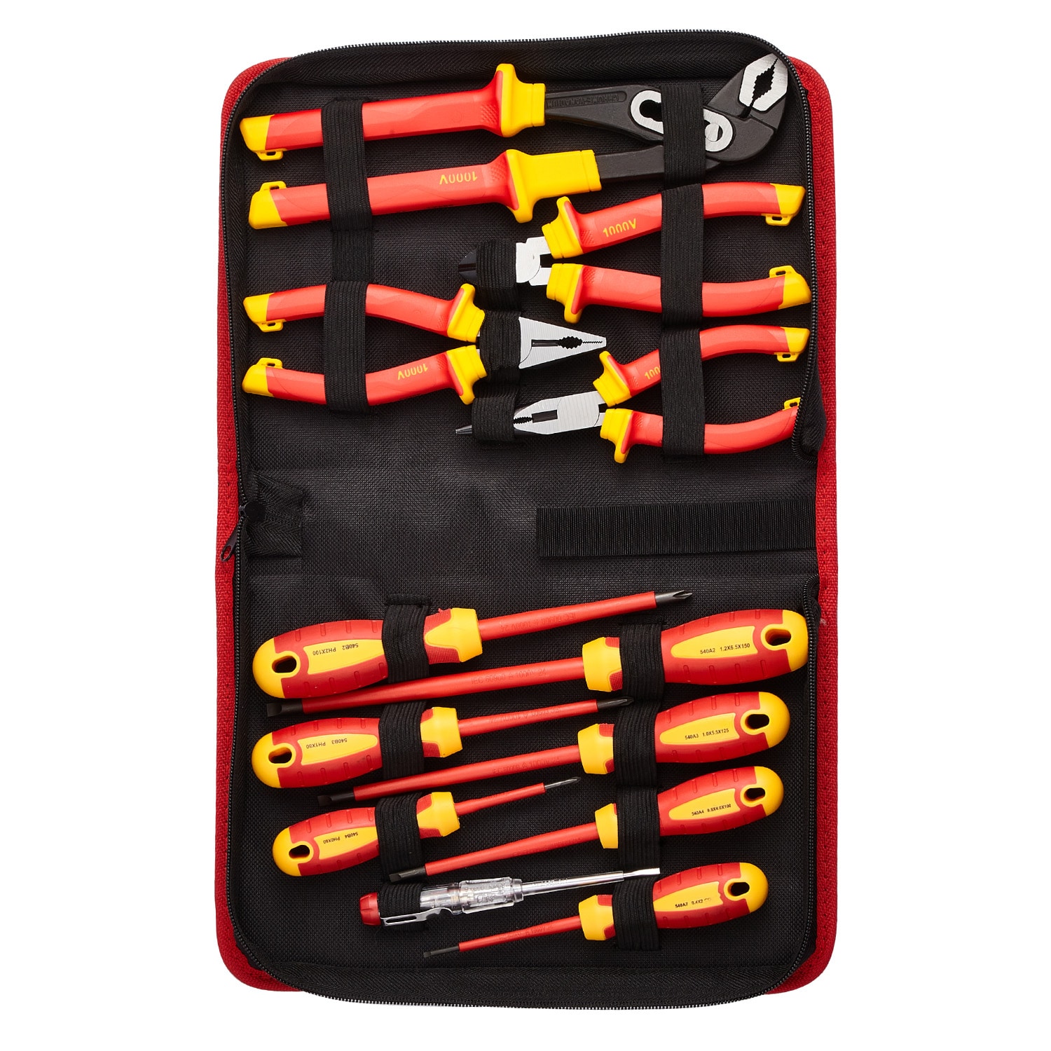 VEVOR SCJYGJTZJYQZ06633V0 Insulated Screwdriver Set 12-Piece Professional Electrical Screwdriver Set 1000V Insulated Electrician Tool Set with Magnetic Phillips Slotted Tips Insulated Pliers and Diagonal Pliers