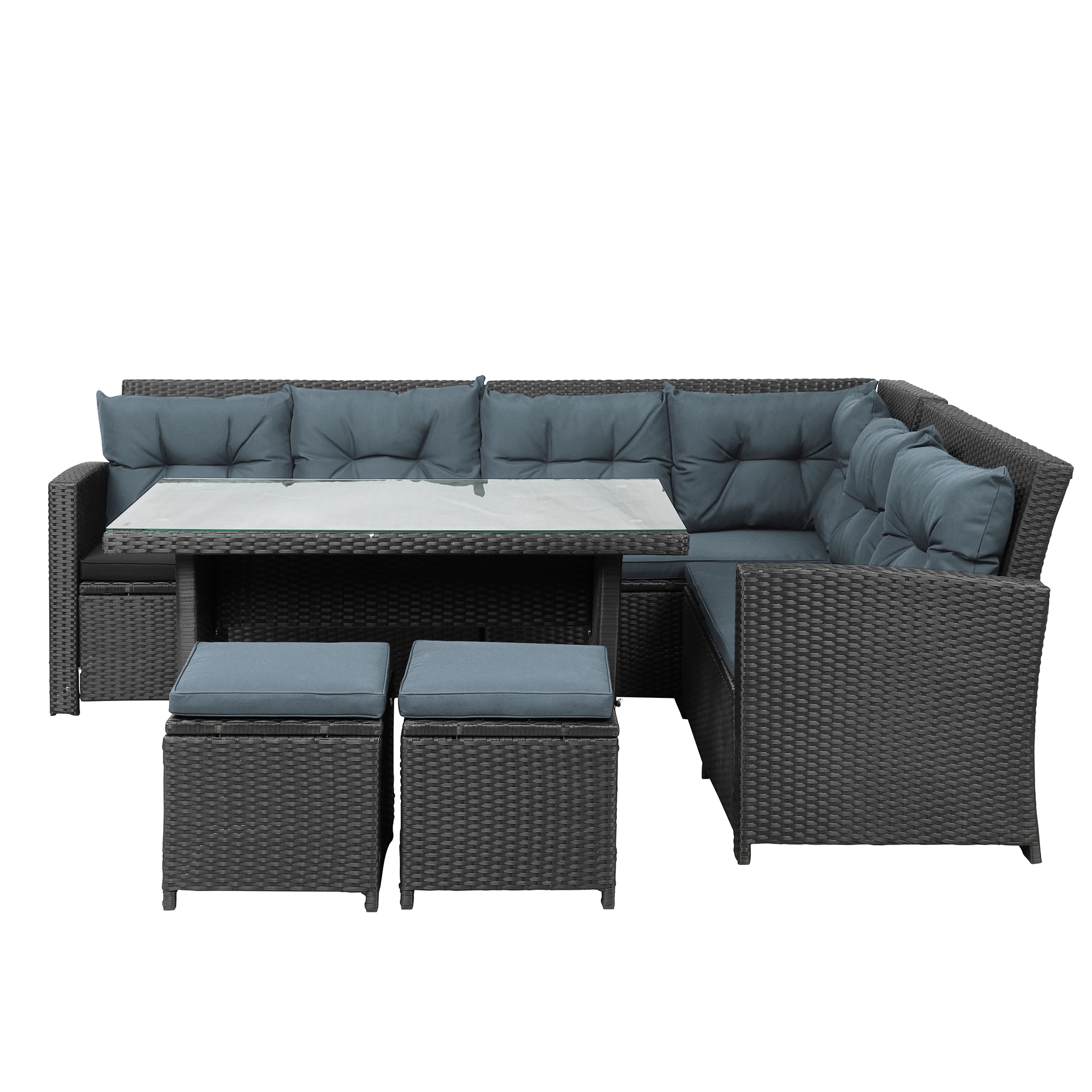 Flynama YC-V-SH0000-69CAA 6-Piece Rattan Patio Conversation Set with Gray Cushions