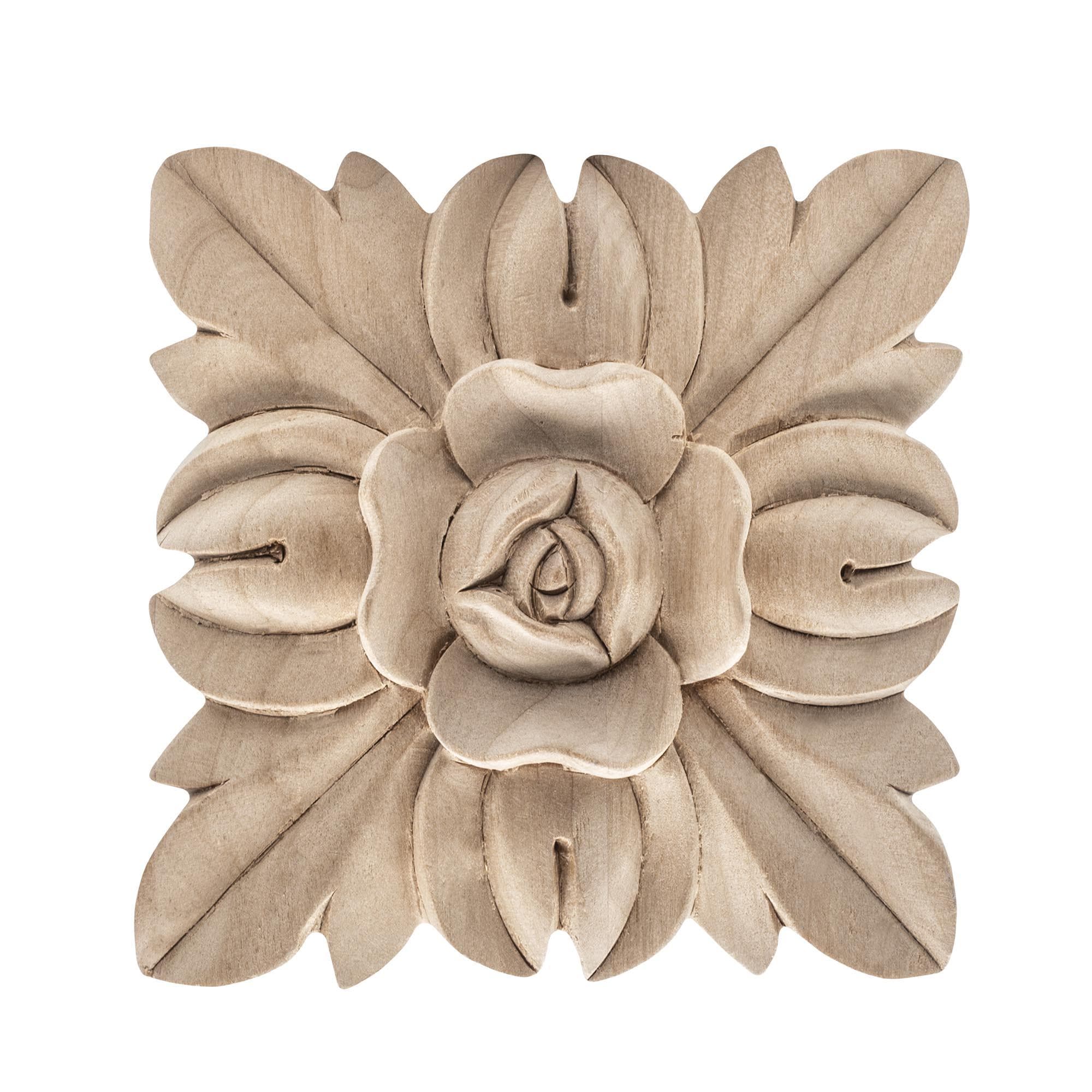 Architectural Products by Outwater RWC01-M-ALD-3PK 3.25-in x 3.25-in Unfinished Alder Square Acanthus Rosette