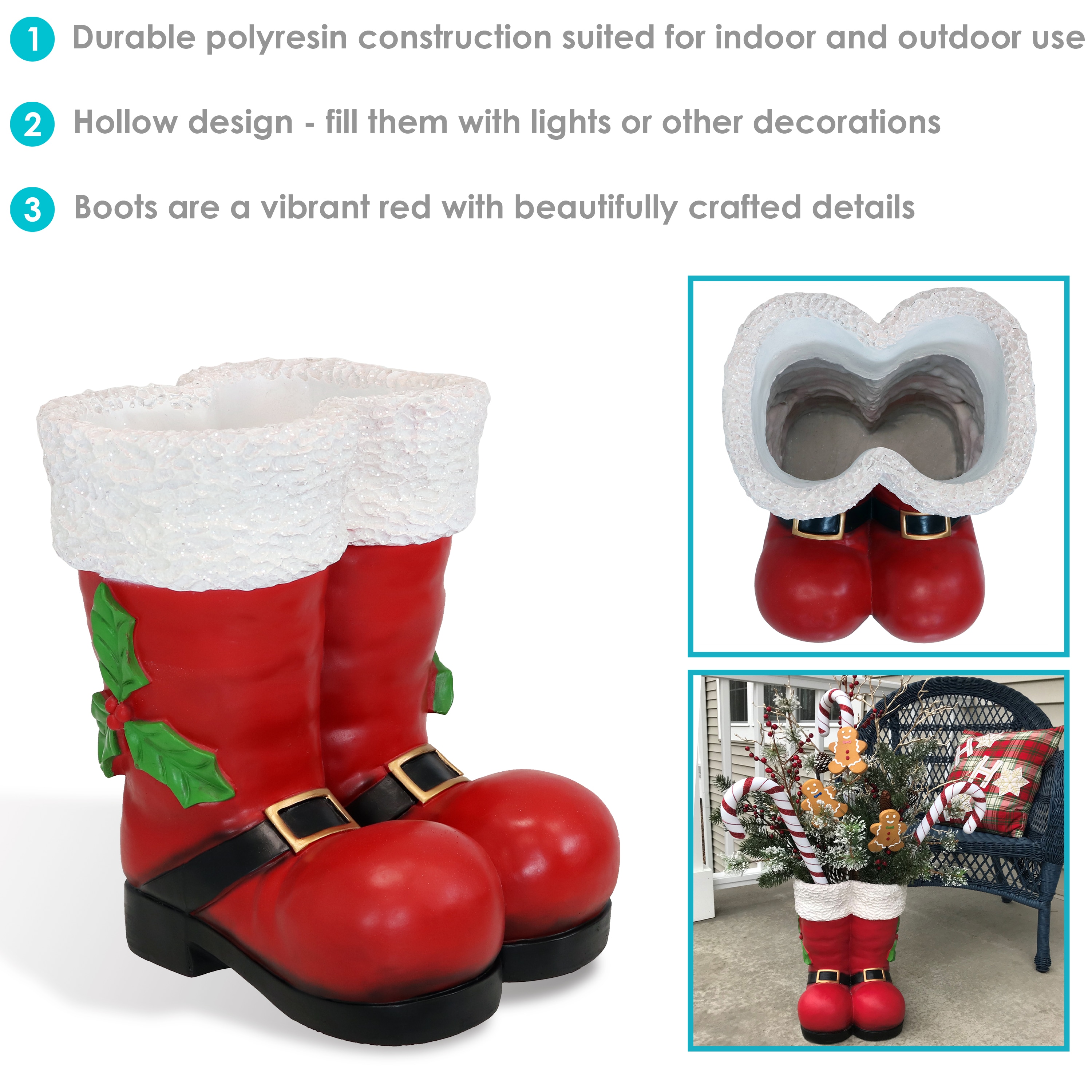 Santa Boots Boot Christmas Decor Set of 3/6/9 Ornaments Bowl