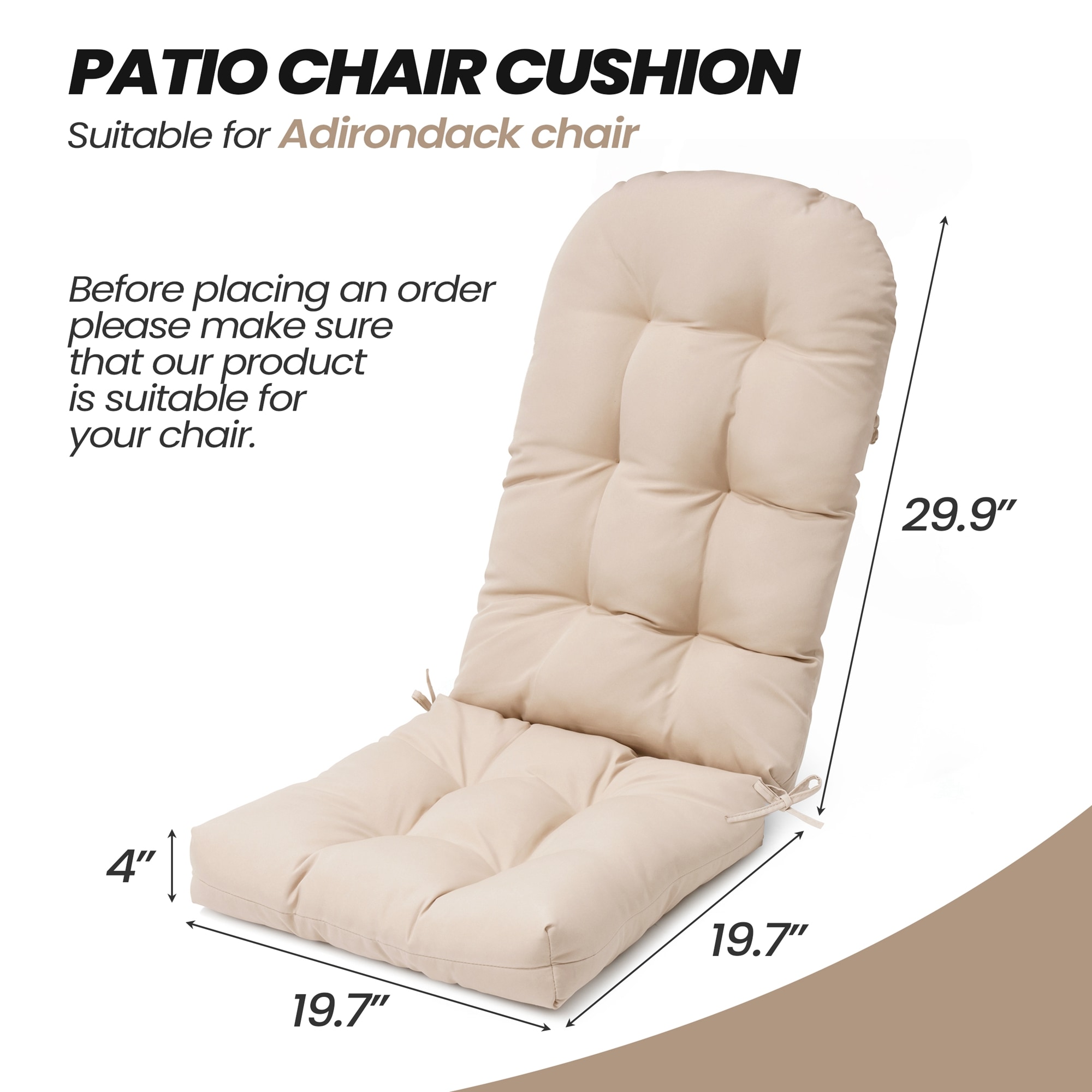 CloudFly CL-CU002BEI-2 Patio-Furniture-Cushions - View #3