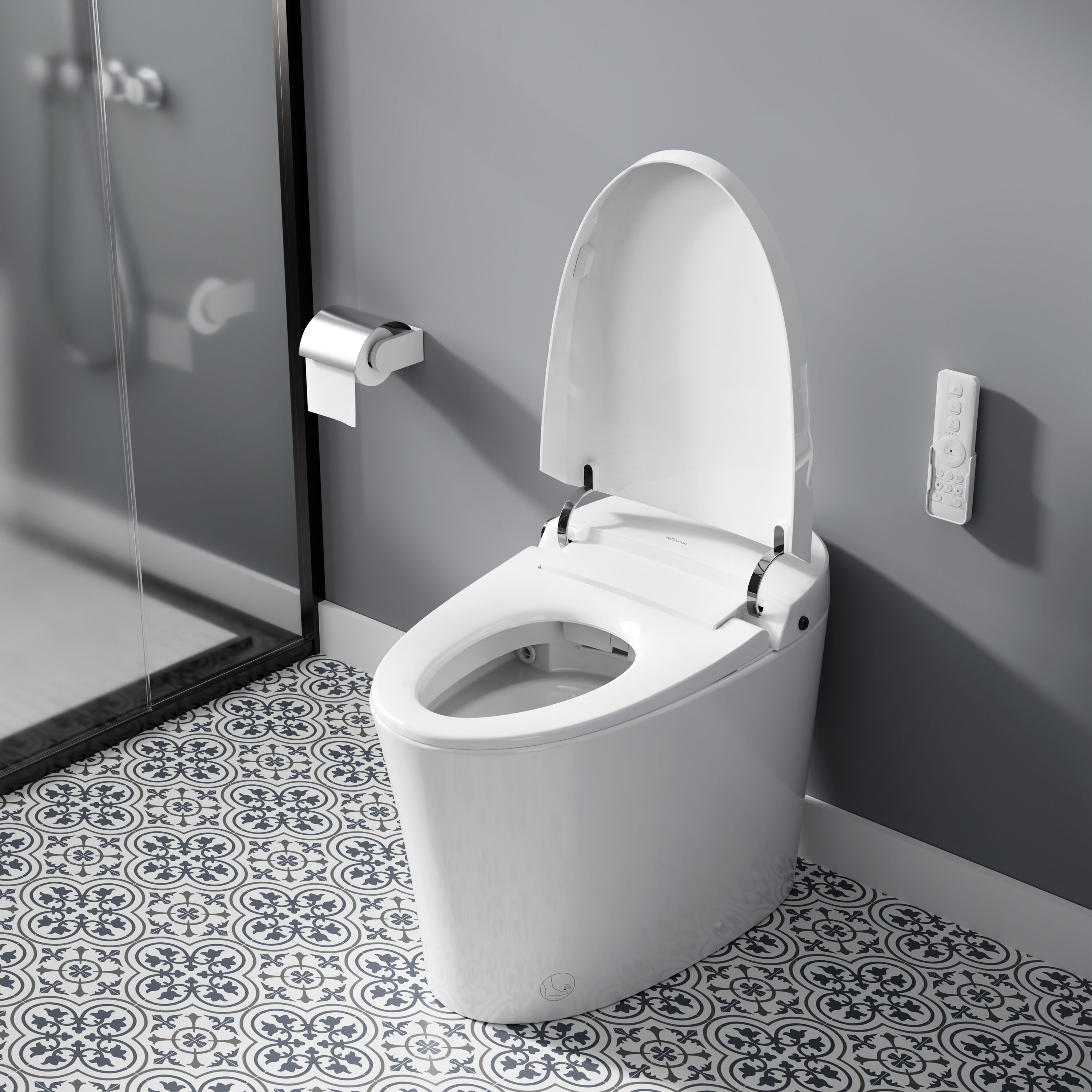 WELLFOR QPZ-TM26793 Built-in Tank ADA Smart Toilet White Elongated Chair height 12-in Rough-In 1.6 GPF Dual Smart Compatible Slow Close Feature 1-piece Bidet Function Toilet