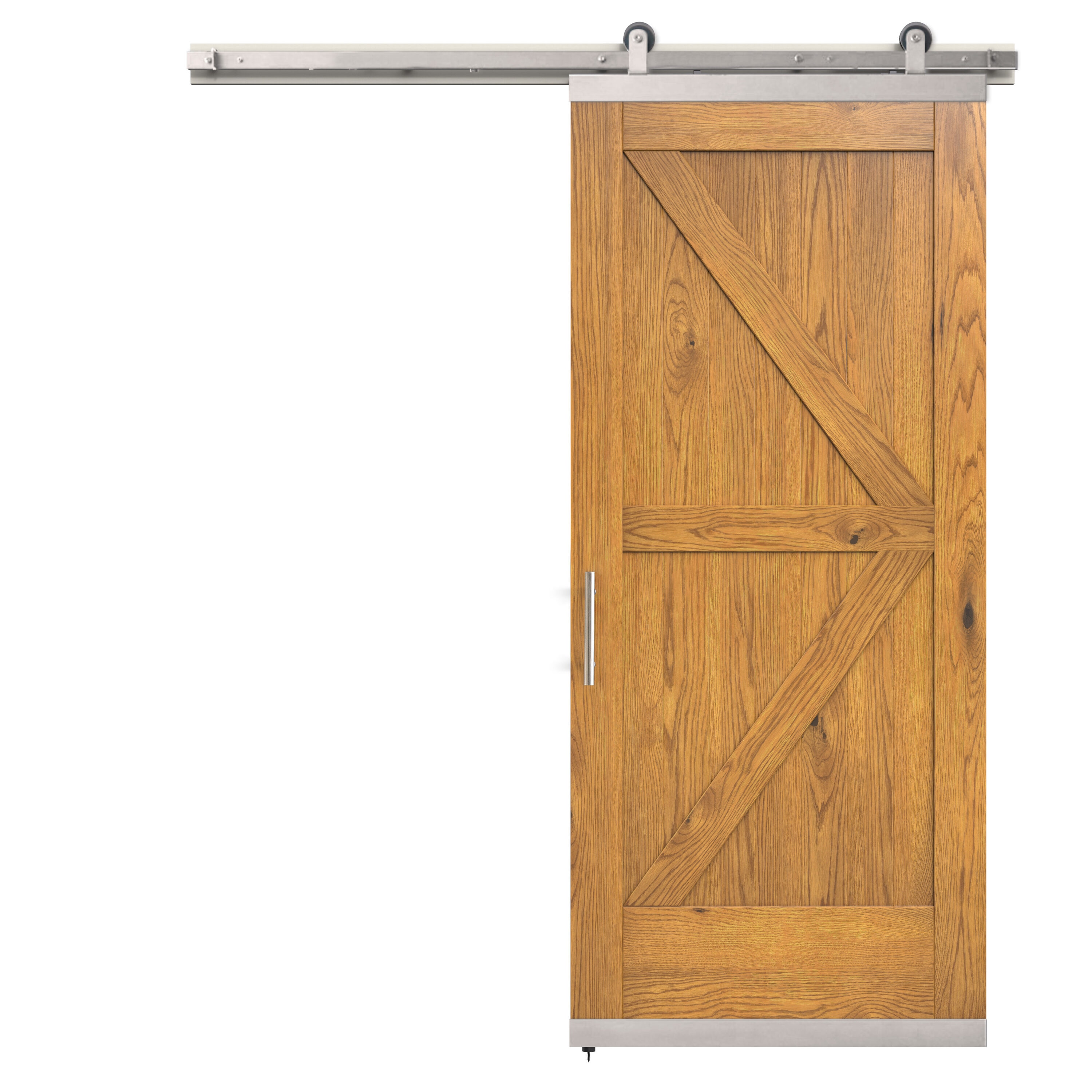 JELD-WEN LOWOLJW248700163 36-in x 80-in Khaki K-frame White oak Wood Solid core Single Barn Door (Hardware Included)