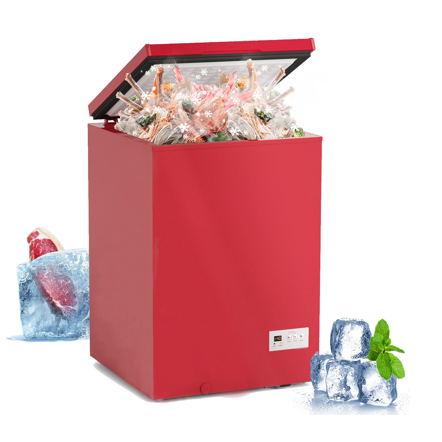 Jeremy Cass CARFRIHZJY06 3.5-Cu. Feet Manual Defrost Chest Freezer ( Red )