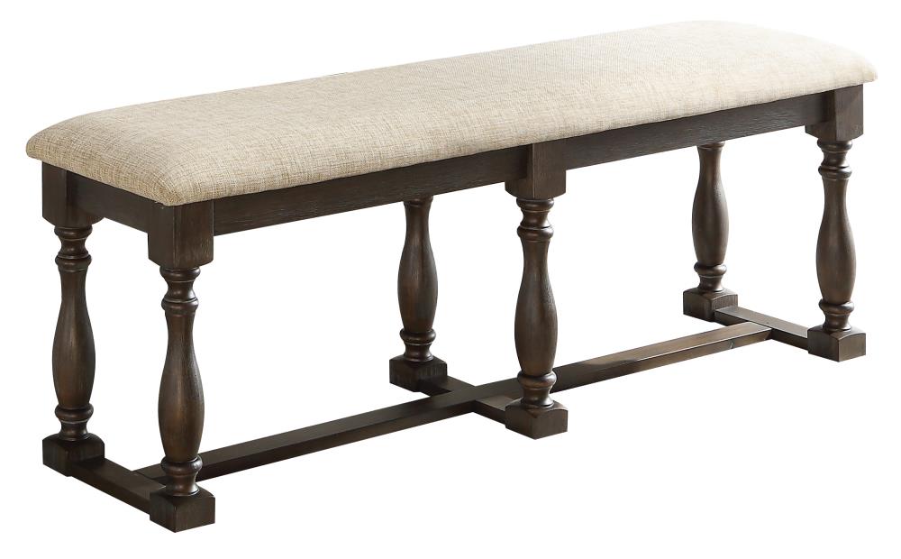 ACME FURNITURE 62328 Leilani Modern Tan Fabric and Walnut Accent Bench 54-in x 15-in x 18-in