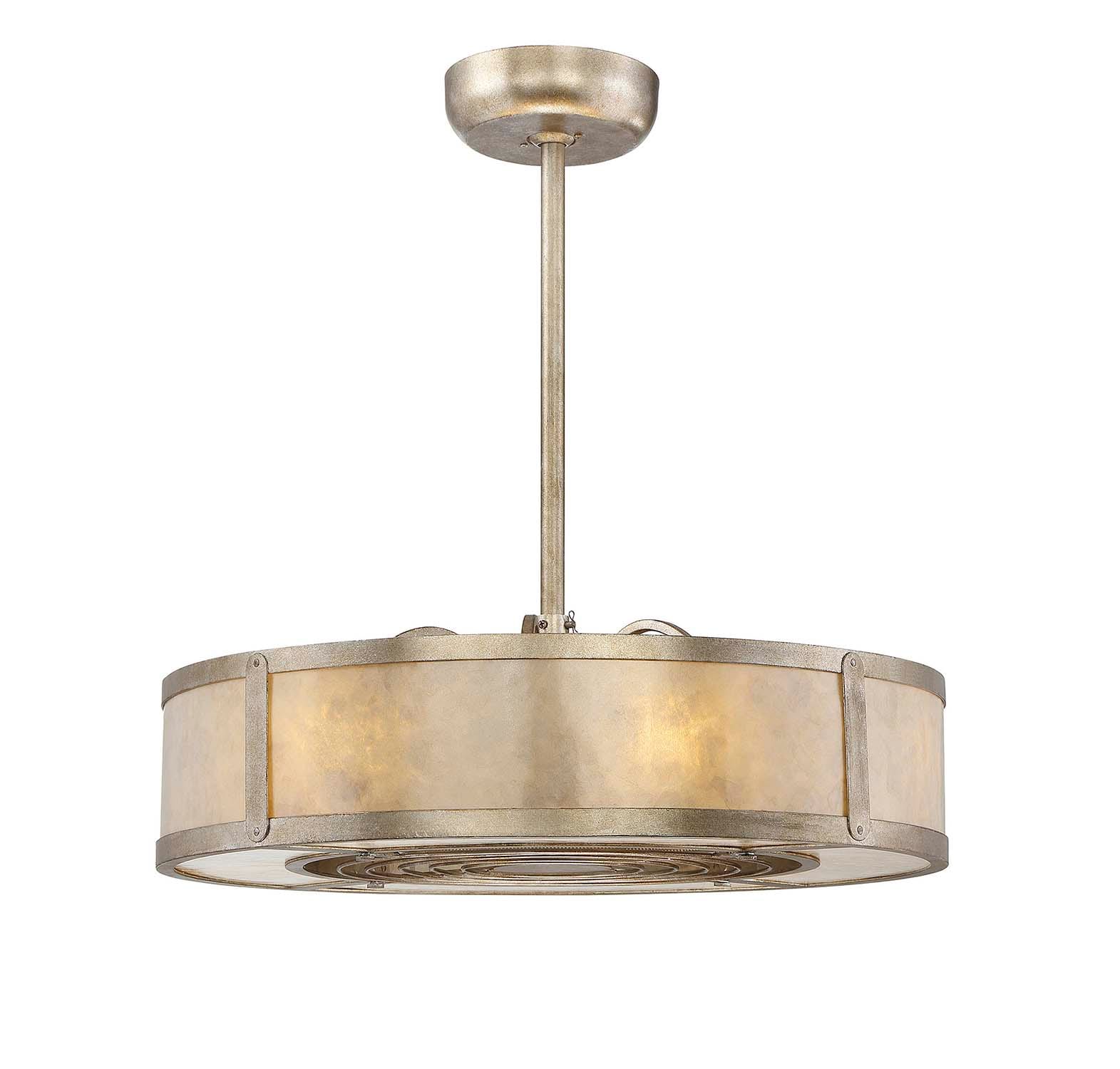  LW-SH513932 26-Inches Silver Dust with Silver Blades Indoor Downrod mount Chandelier Ceiling Fan With Light and Remote ( 4 -Blade)