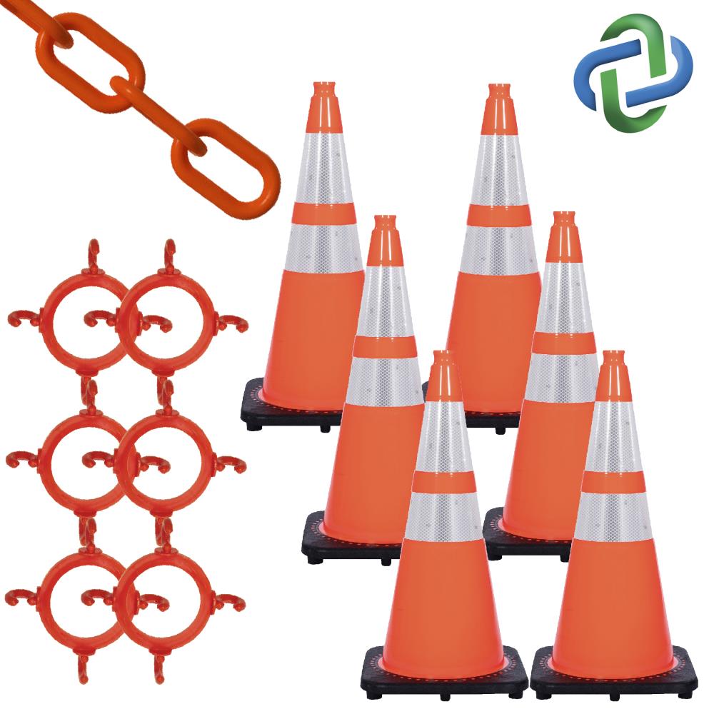 36 Traffic Cone and Plastic Barrier Chain Kits