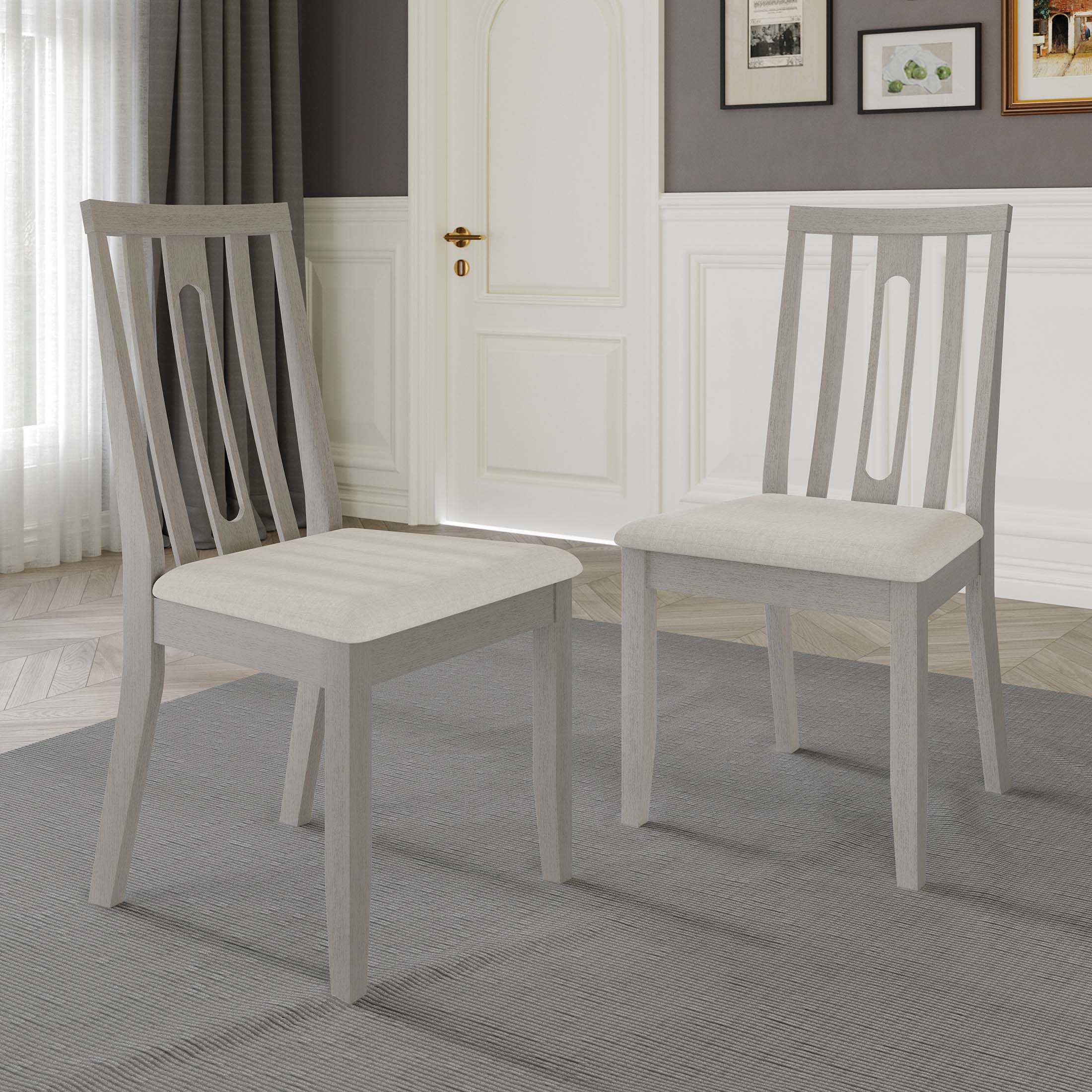 CasePiece C3068US-WT-WD-2X Contemporary/Modern Linen Upholstered Dining Side Chair (Wood Frame)